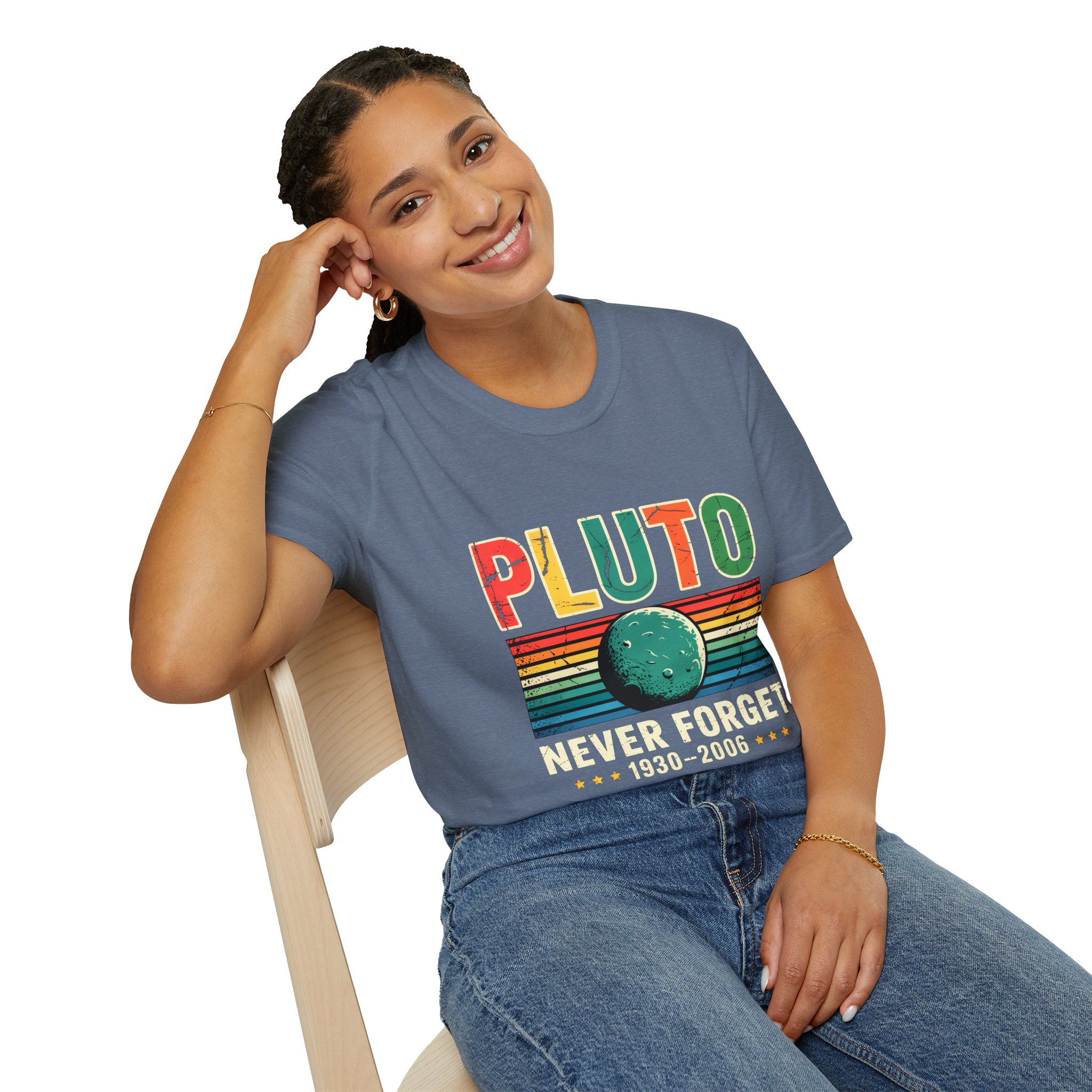 Retro Pluto Commemorative T-Shirt, Vintage Space Tee, Astronomy Lover Gift, Planet Remembrance Shirt, Unisex Softstyle Top - Image 42
