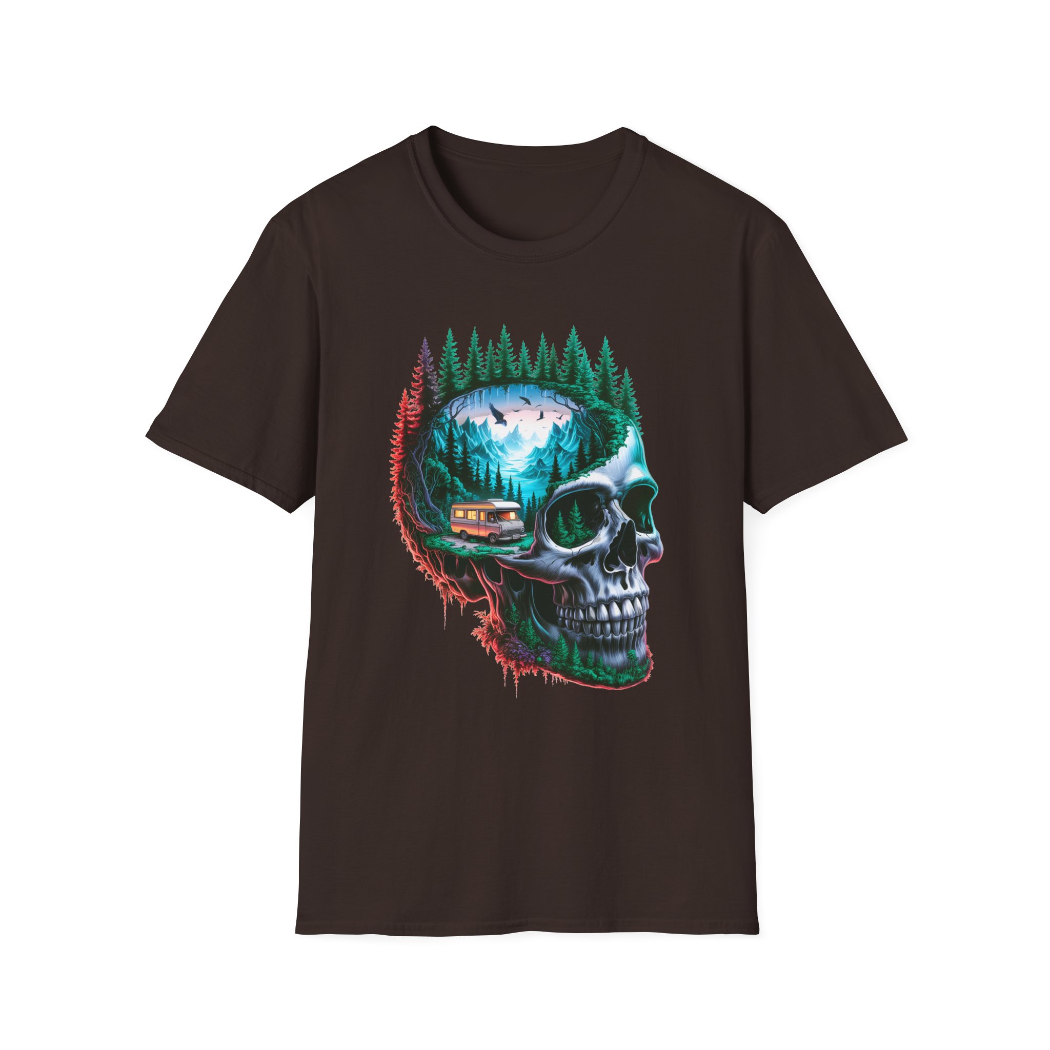 Skull Nature Graphic Tee - Unisex Softstyle T-Shirt, Bohemian Shirt, Outdoor Wear, Gift for Nature Lovers, Festival Fashion - Image 16