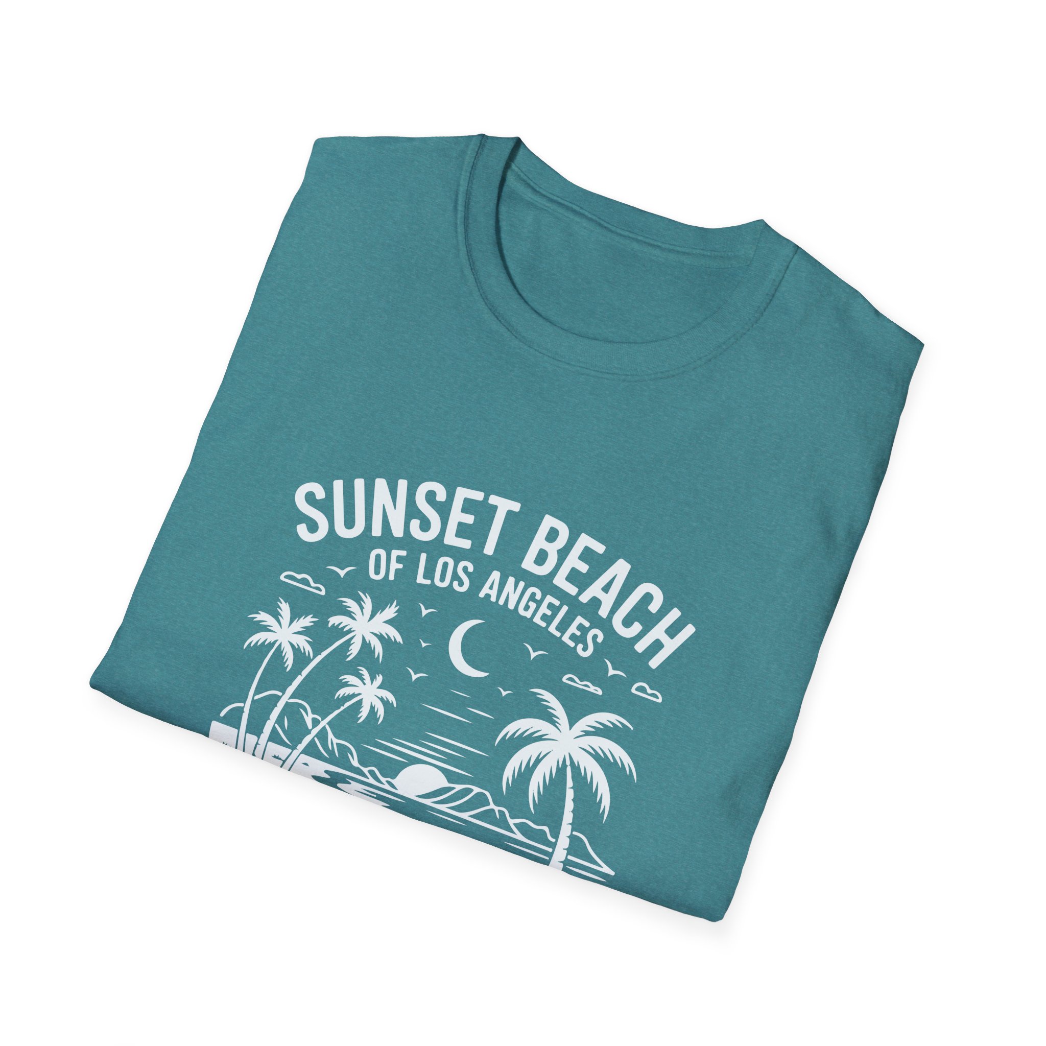 Sunset Beach Unisex T-Shirt | Softstyle Tee for Beach Lovers, Summer Vibes, Casual Wear, Vacation Apparel, Gift Idea - Image 8