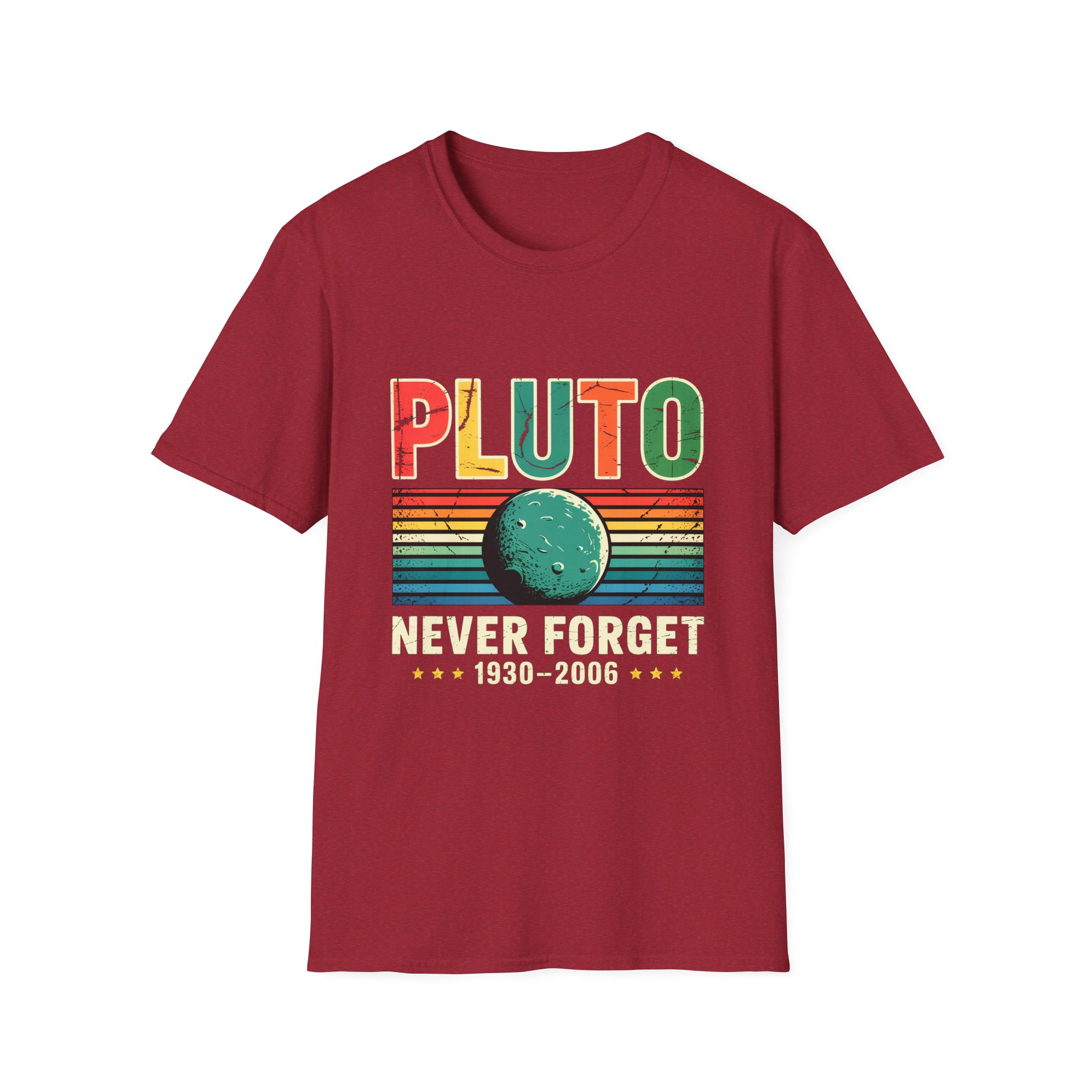 Retro Pluto Commemorative T-Shirt, Vintage Space Tee, Astronomy Lover Gift, Planet Remembrance Shirt, Unisex Softstyle Top - Image 79