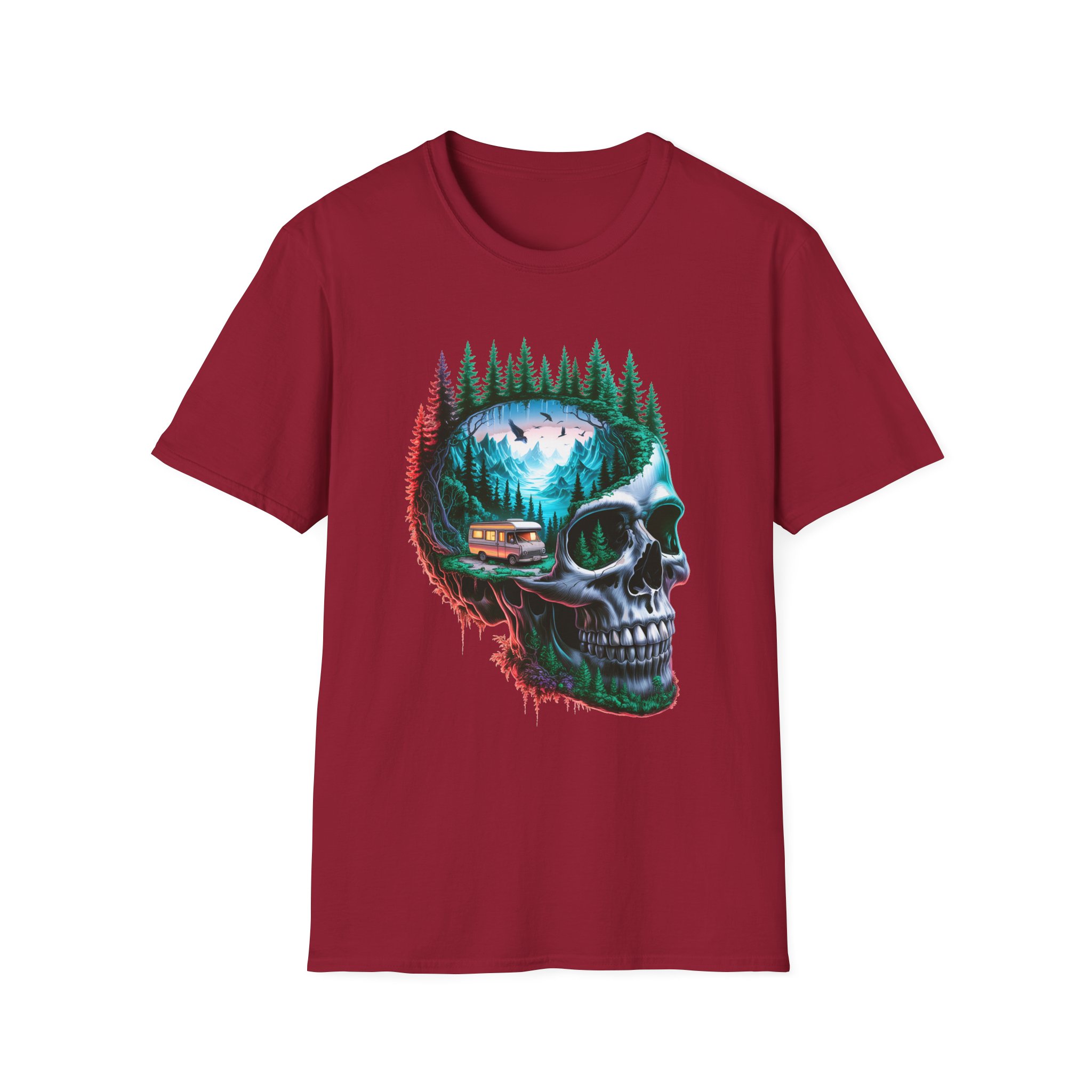 Skull Nature Graphic Tee - Unisex Softstyle T-Shirt, Bohemian Shirt, Outdoor Wear, Gift for Nature Lovers, Festival Fashion - Image 66