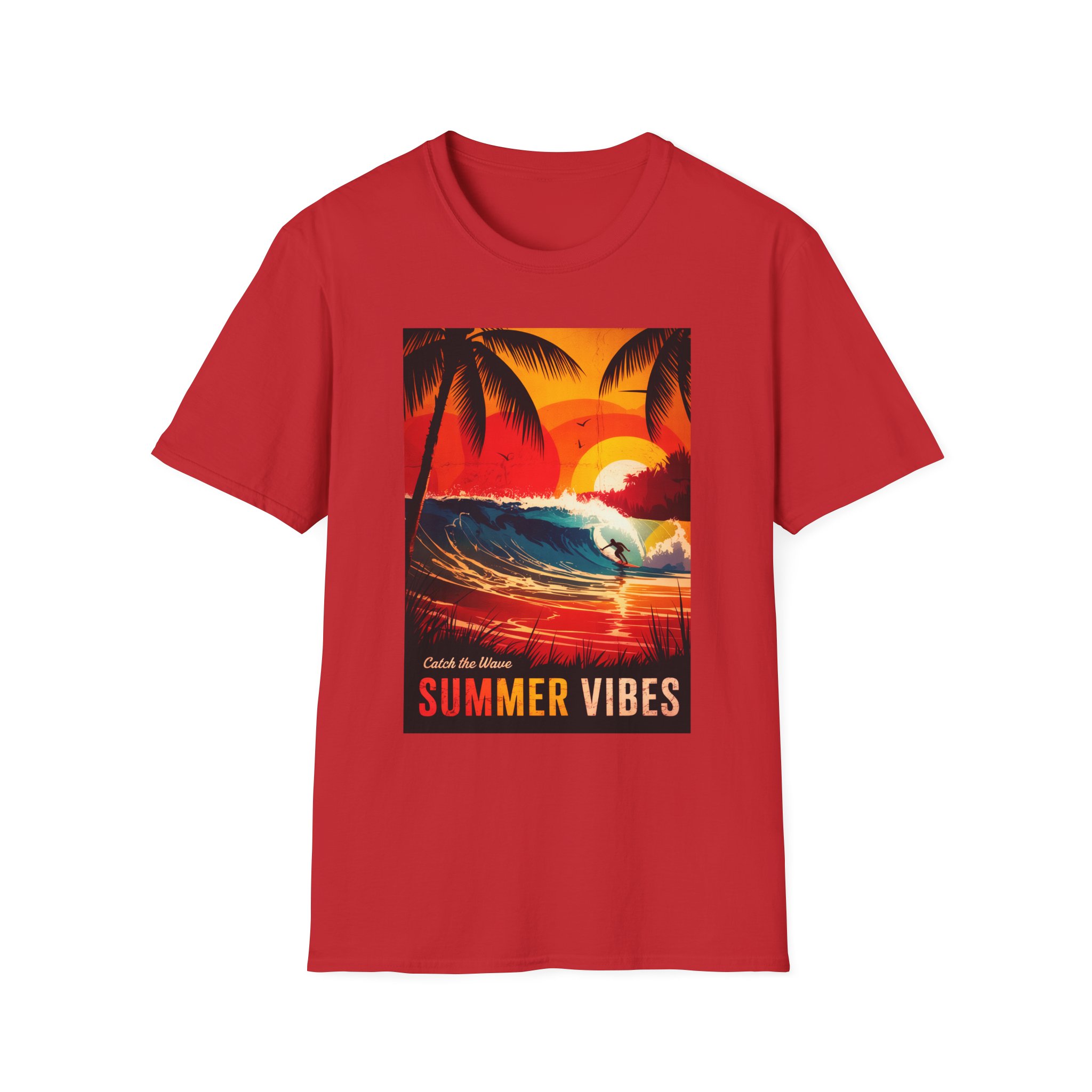 Catch the Wave Summer Vibes T-Shirt, Unisex Softstyle Tee, Beachwear, Vacation Essential, Gift for Surfers - Image 37