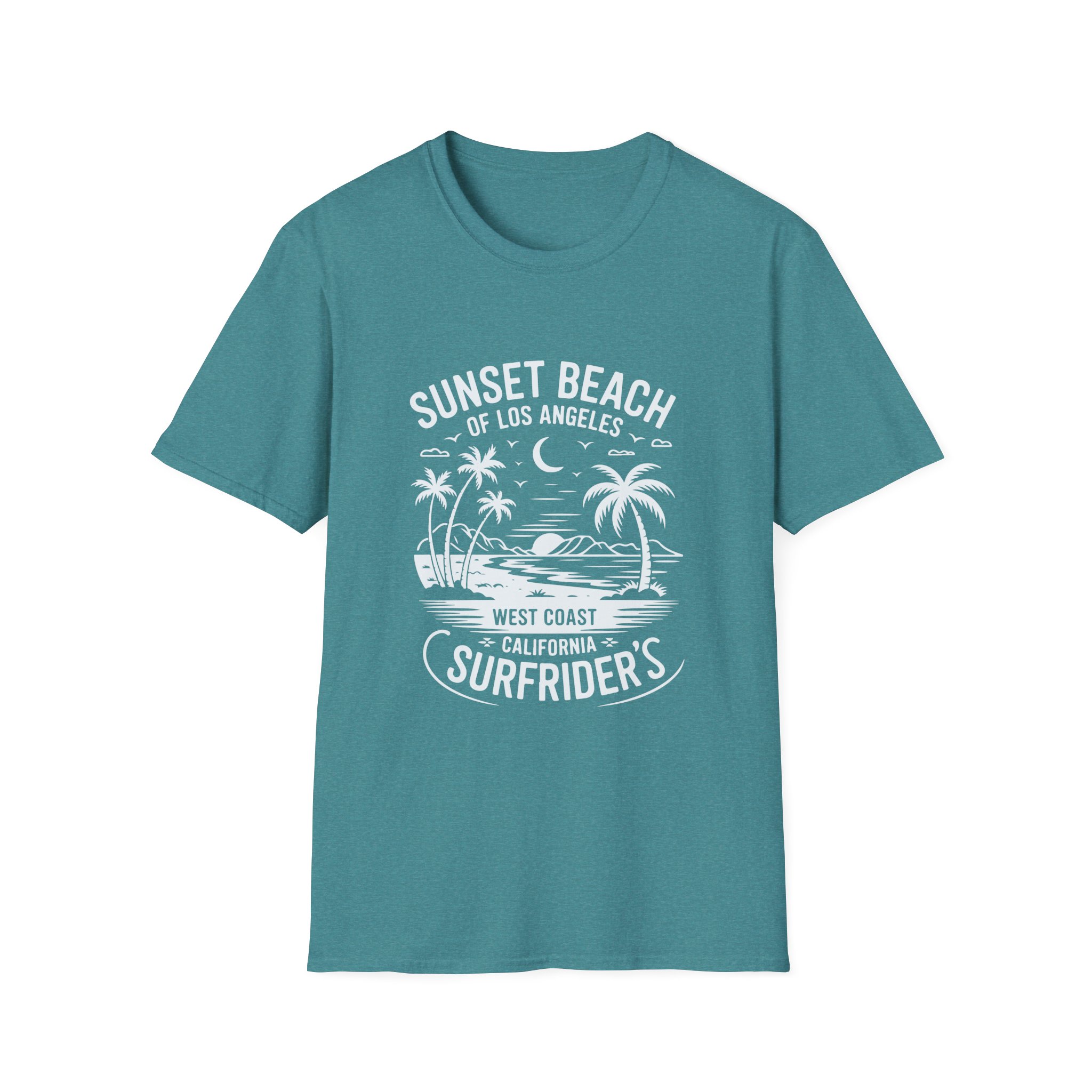 Sunset Beach Unisex T-Shirt | Softstyle Tee for Beach Lovers, Summer Vibes, Casual Wear, Vacation Apparel, Gift Idea - Image 5