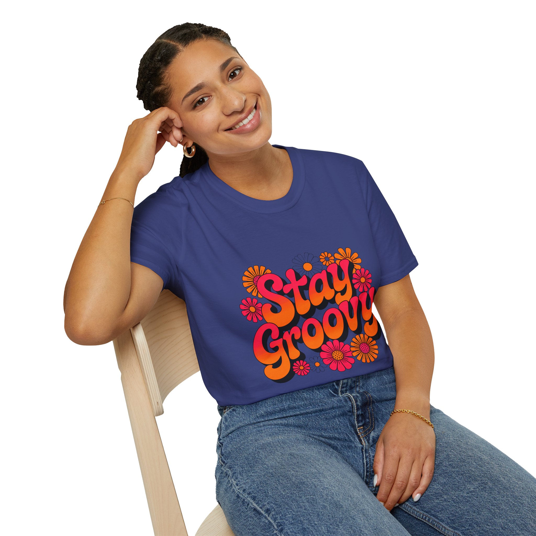 Stay Groovy T-Shirt | Retro Floral Tee | Fun Gift for Friends | Perfect for Summer, Festivals, and Everyday Wear