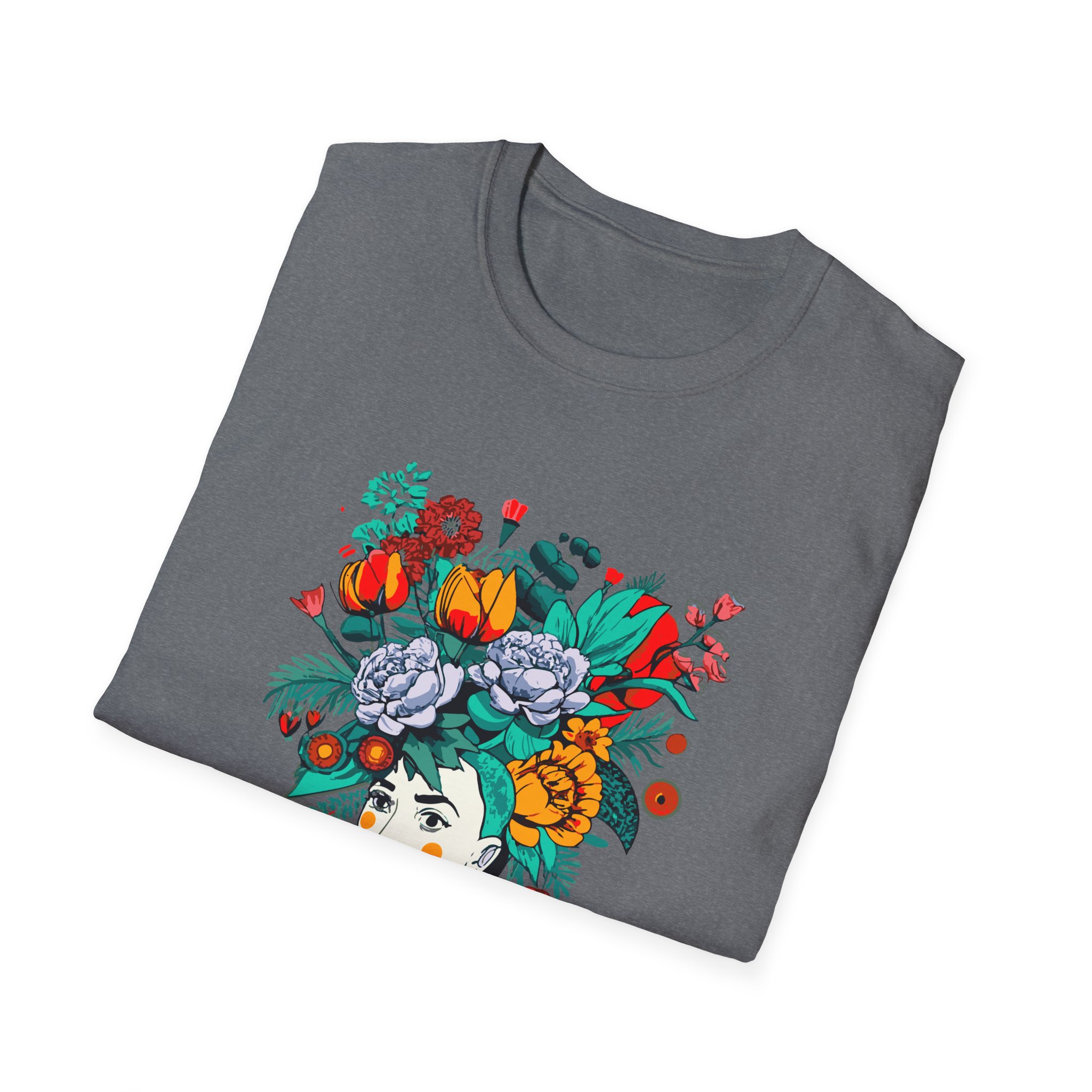 Floral Face Unisex T-Shirt, Bohemian Style Tee, Gift for Art Lovers, Summer Vibe Shirt, Festival Outfit, Casual Wear - Image 24