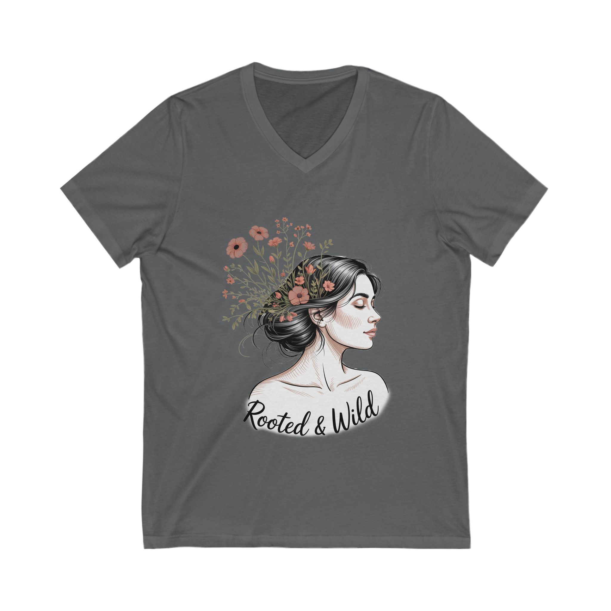 Rooted & Wild V-Neck Tee - Bohemian Floral Shirt, Daily Wear, Gift for Nature Lovers, Casual Outfit, Self-Care Day - Image 17