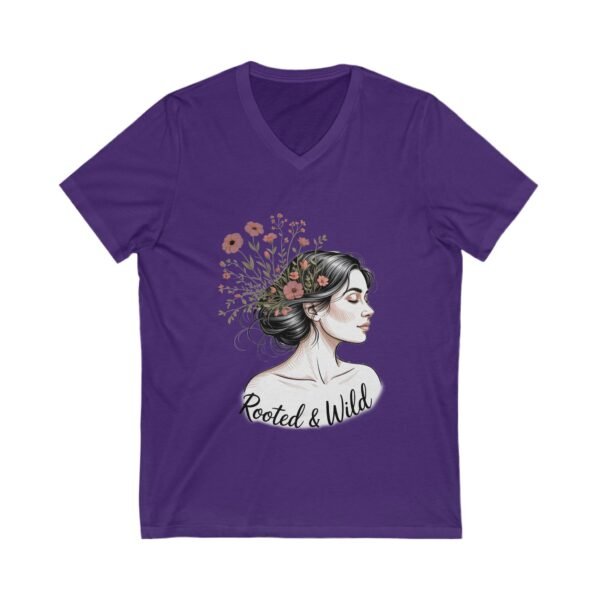 Rooted & Wild V-Neck Tee - Bohemian Floral Shirt, Daily Wear, Gift for Nature Lovers, Casual Outfit, Self-Care Day