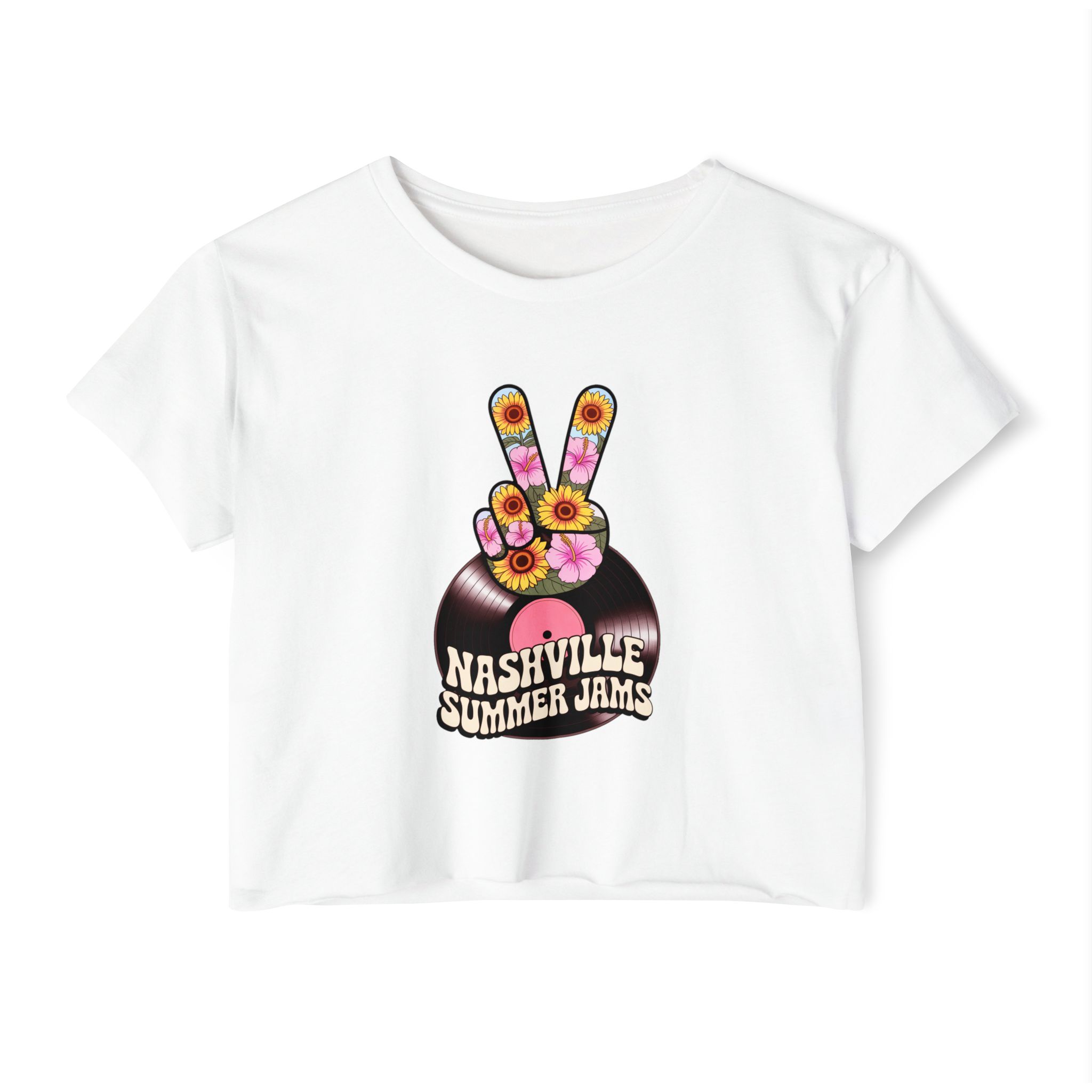 Nashville Summer Jams Festival Crop Top | Trendy Summer Tee, Concert Outfit, Music Festival Wear, Boho Style Top, Floral Graphic Shirt - Image 6