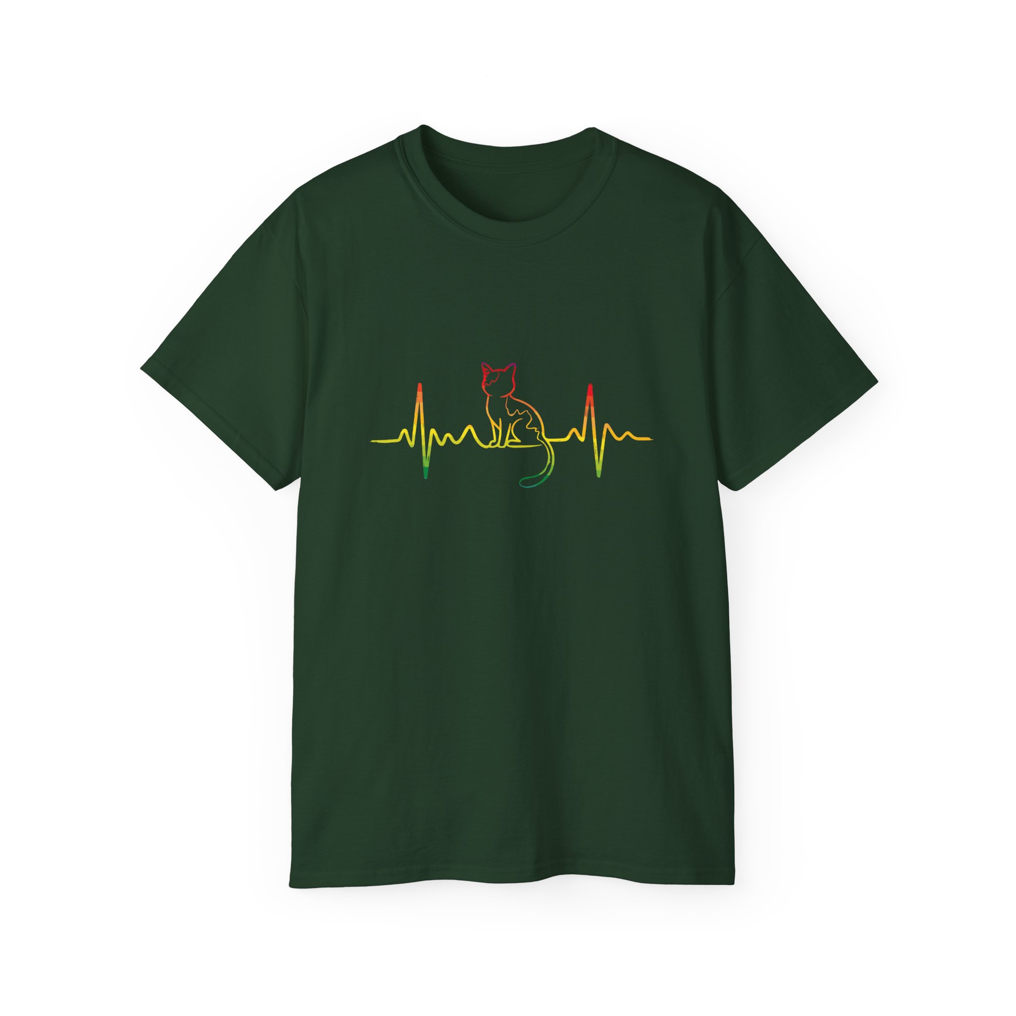 Colorful Cat EKG Tee, Cat Lover T-Shirt, Animal Heartbeat Shirt, Cute Gift for Pet Owners, Unique Graphic Tees - Image 37