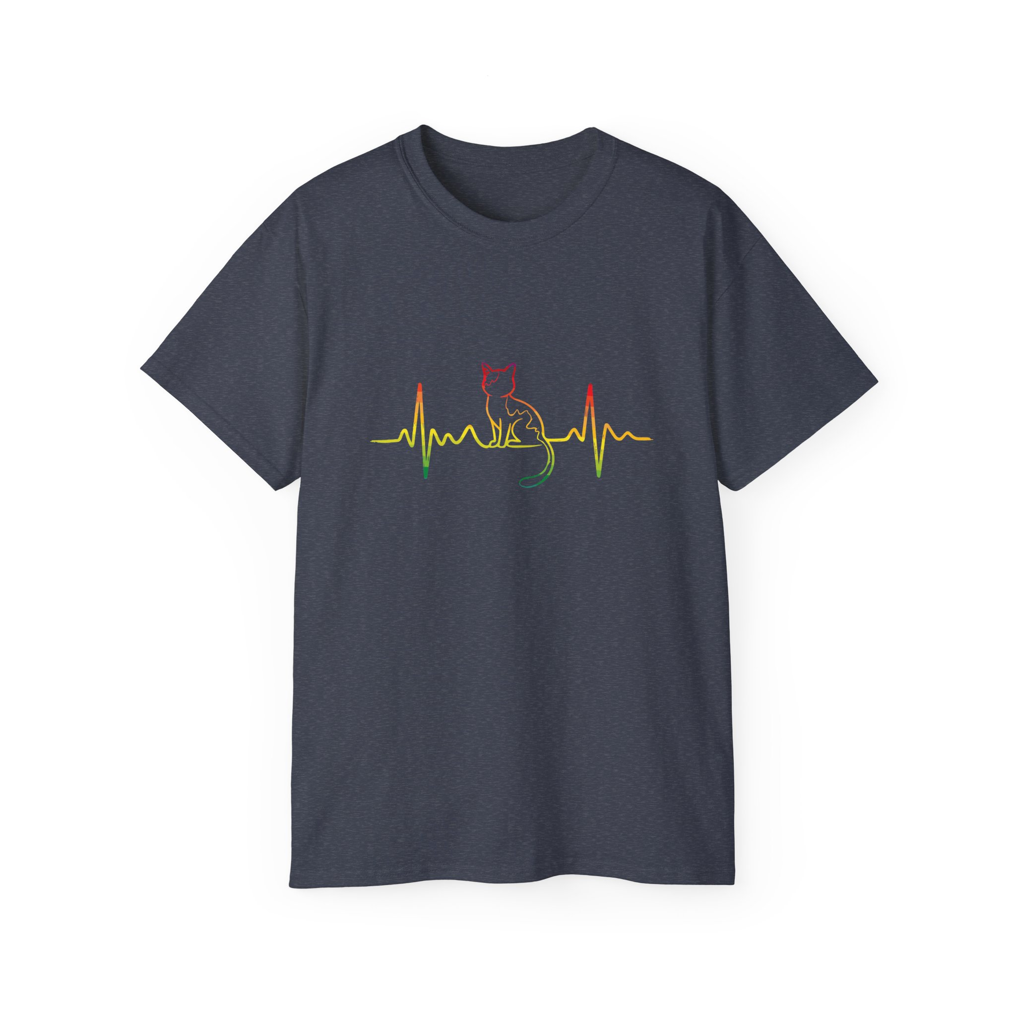 Colorful Cat EKG Tee, Cat Lover T-Shirt, Animal Heartbeat Shirt, Cute Gift for Pet Owners, Unique Graphic Tees - Image 65