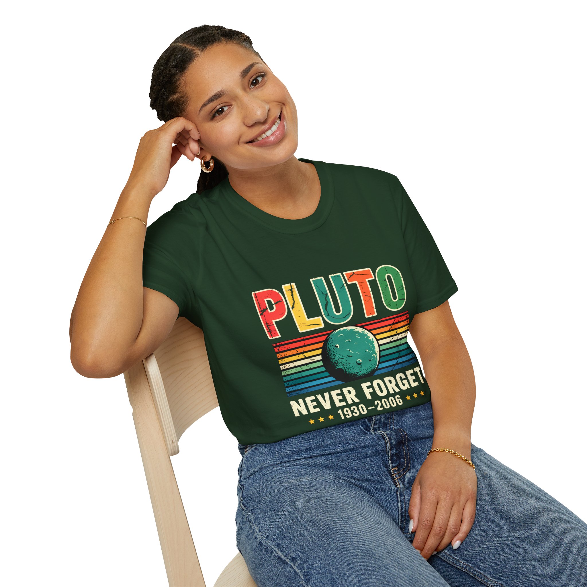 Retro Pluto Commemorative T-Shirt, Vintage Space Tee, Astronomy Lover Gift, Planet Remembrance Shirt, Unisex Softstyle Top - Image 30