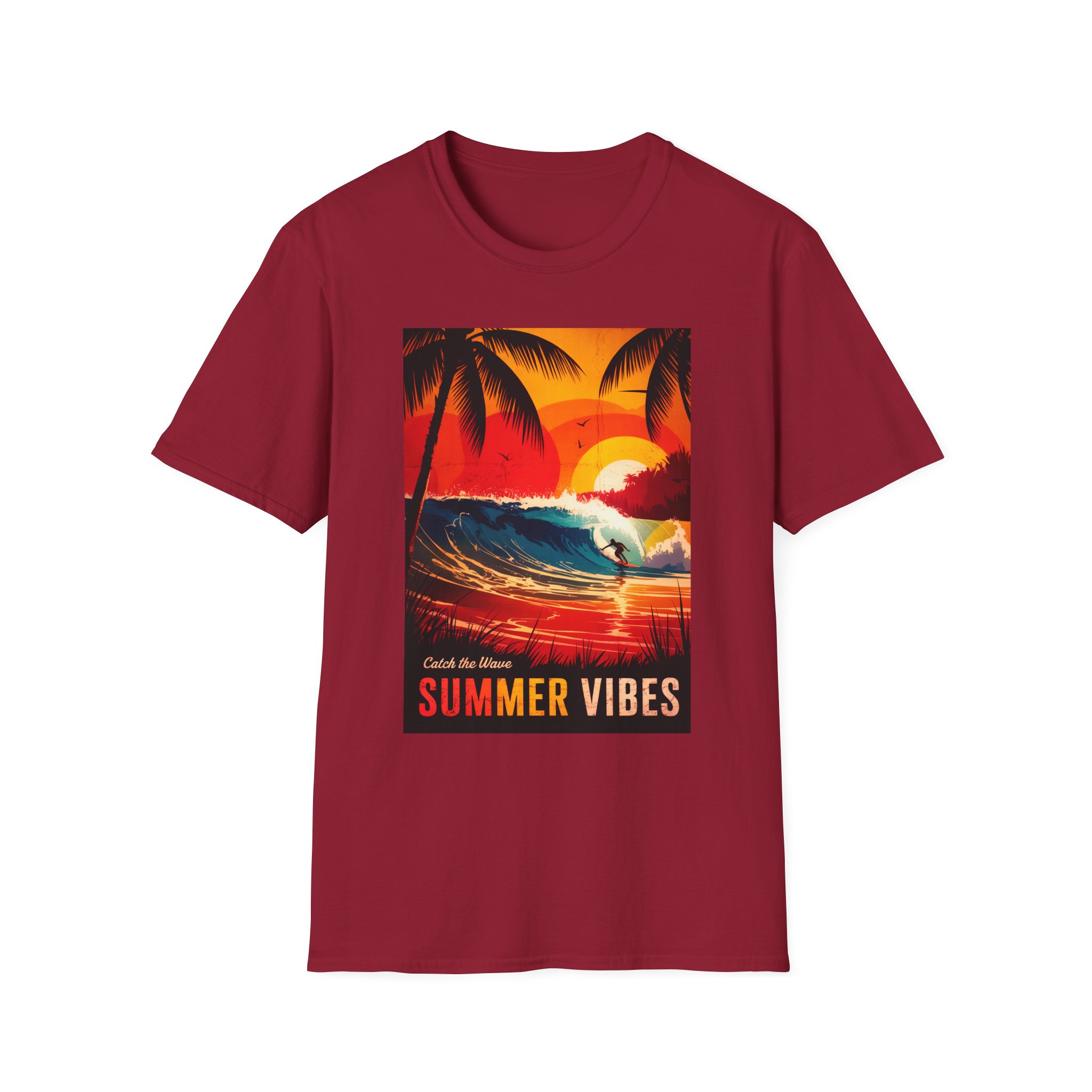 Catch the Wave Summer Vibes T-Shirt, Unisex Softstyle Tee, Beachwear, Vacation Essential, Gift for Surfers - Image 53