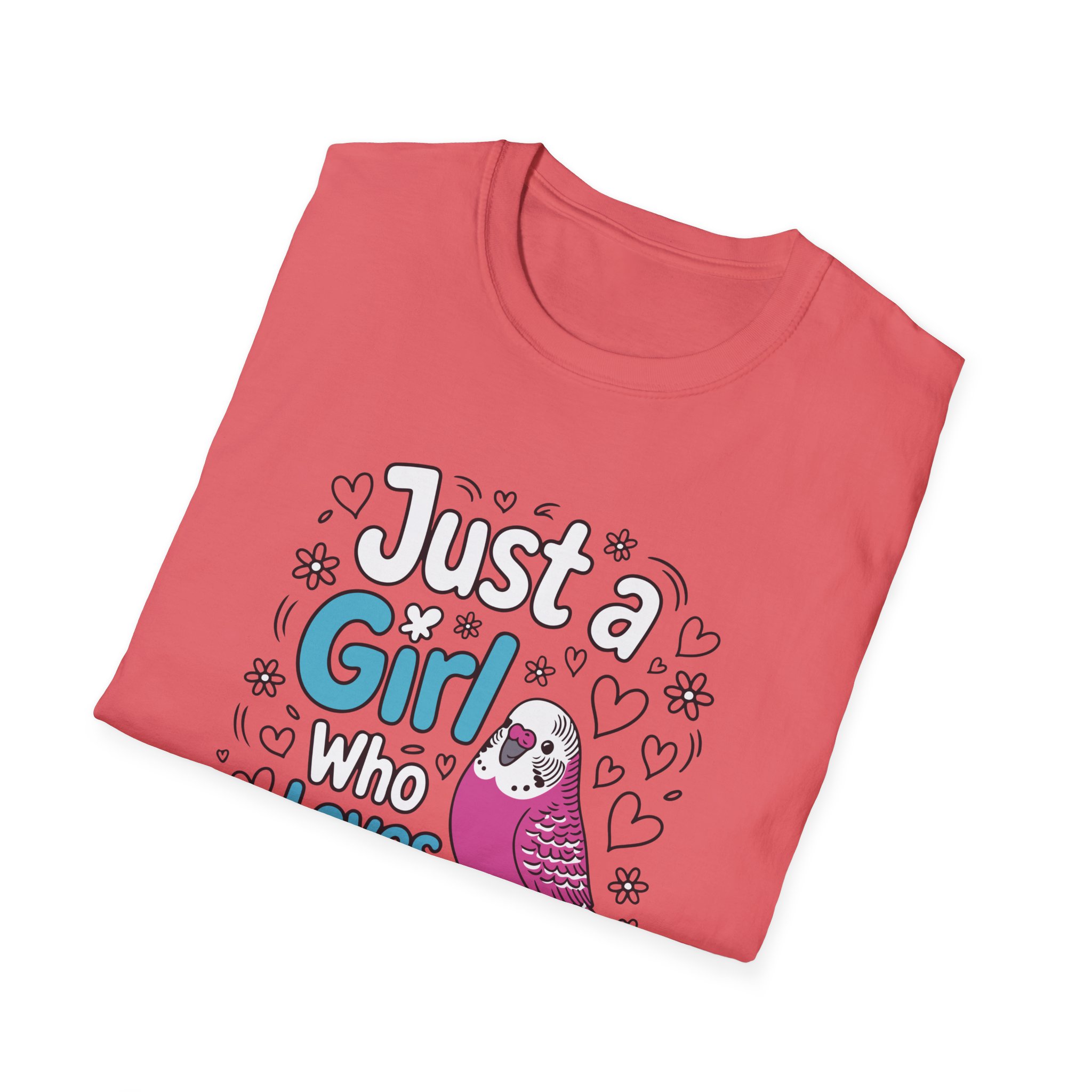 Just a Girl Who Loves Budgies Unisex Softstyle T-Shirt, Bird Lover Gift, Cute Bird Tee, Budgie Shirt, Animal Lover Apparel - Image 8