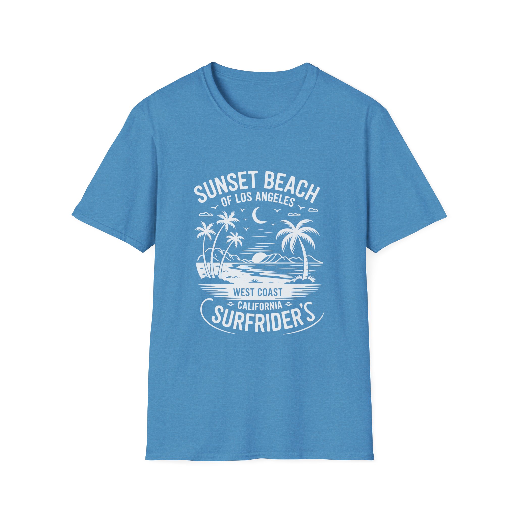 Sunset Beach Unisex T-Shirt | Softstyle Tee for Beach Lovers, Summer Vibes, Casual Wear, Vacation Apparel, Gift Idea - Image 9