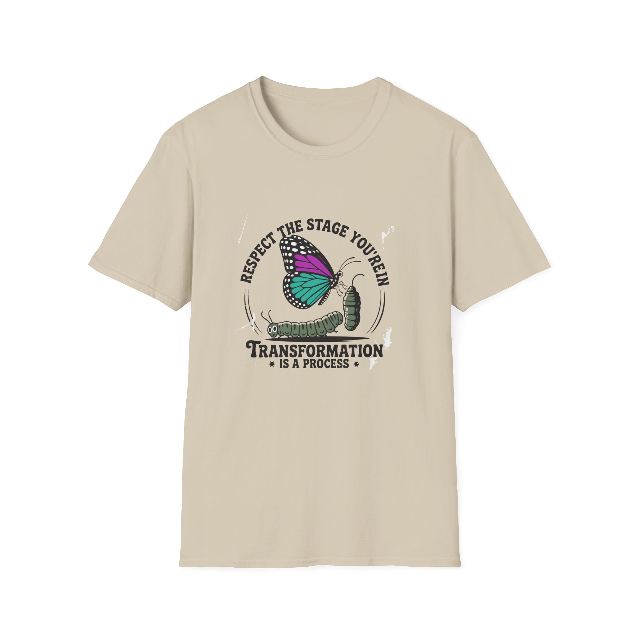 Transformation Process T-Shirt, Inspirational Quote Tee, Nature Lover Gift, Unisex Softstyle Top, Butterfly Art Shirt,