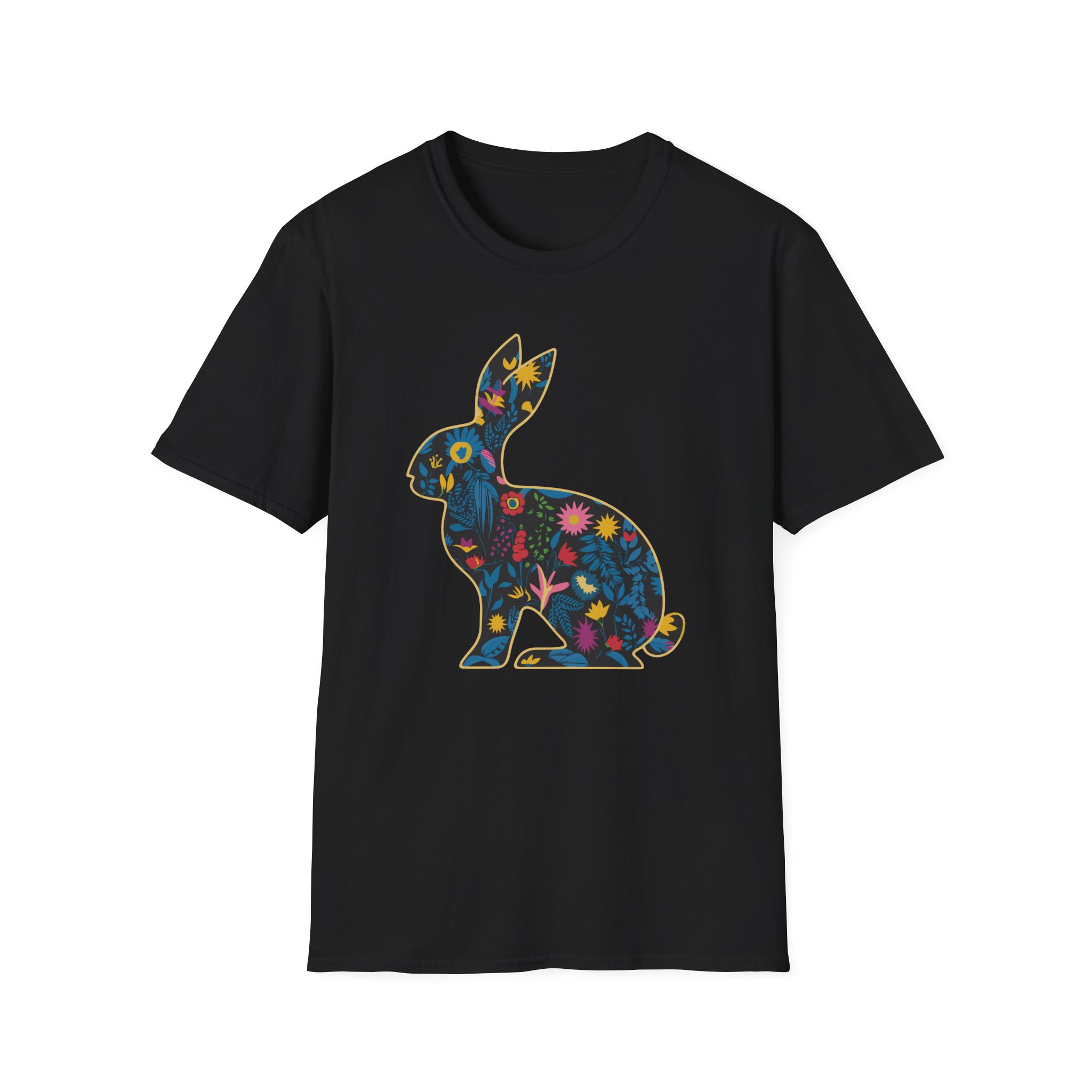 Floral Rabbit Unisex T-Shirt | Cute Animal Tee, Boho Style Shirt, Spring Fashion, Easter Gift, Nature Lover Apparel - Image 9