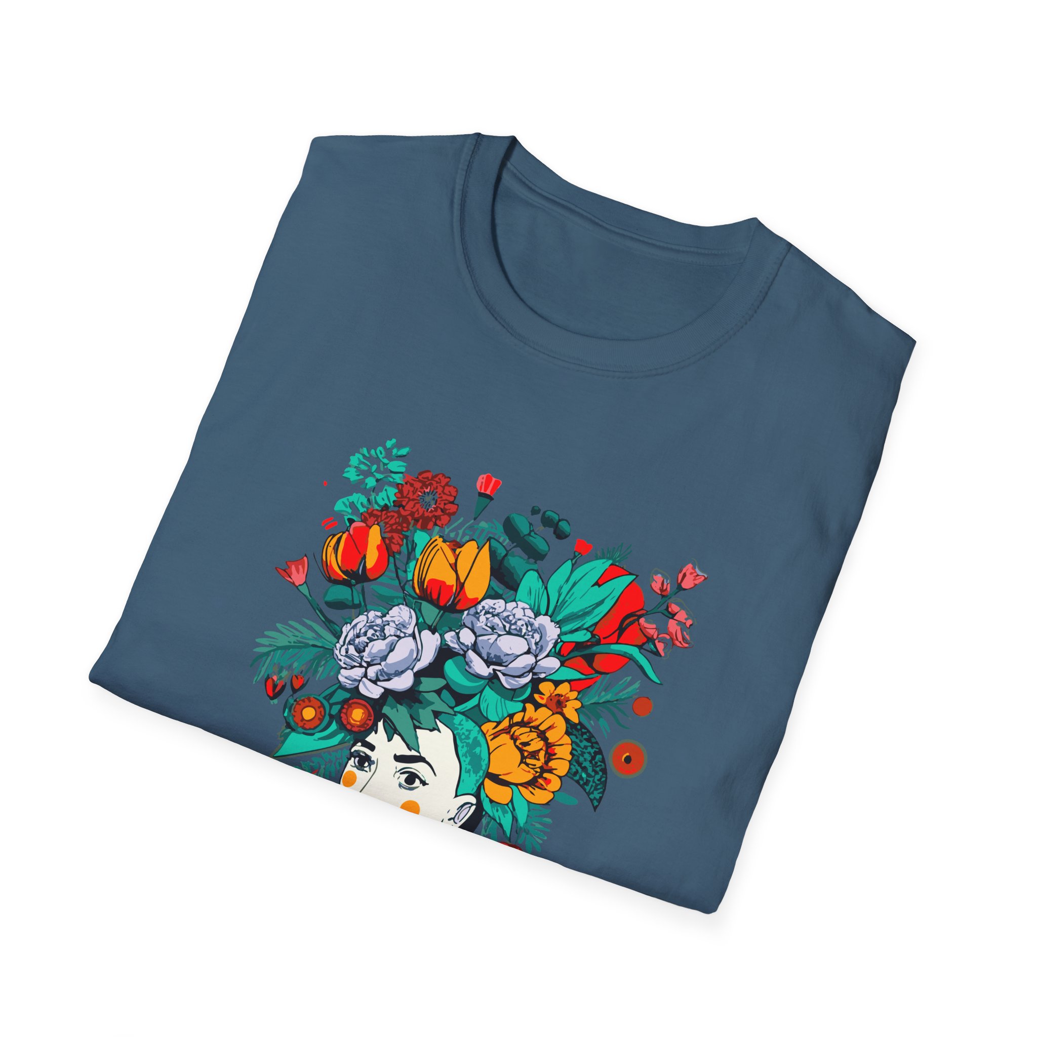 Floral Face Unisex T-Shirt, Bohemian Style Tee, Gift for Art Lovers, Summer Vibe Shirt, Festival Outfit, Casual Wear - Image 36