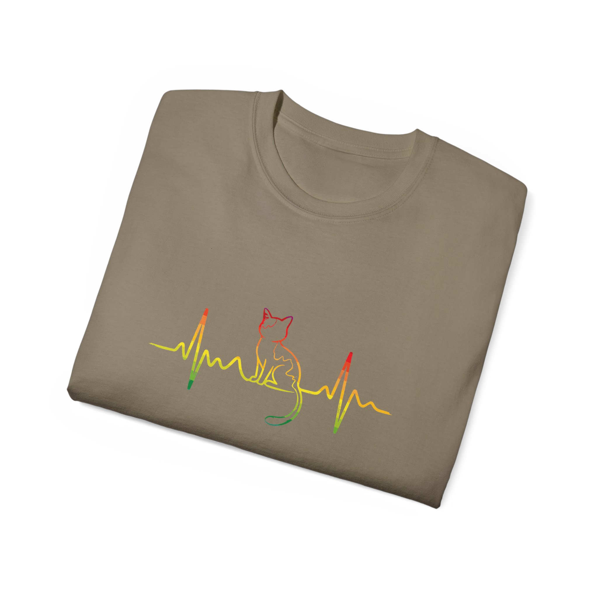 Colorful Cat EKG Tee, Cat Lover T-Shirt, Animal Heartbeat Shirt, Cute Gift for Pet Owners, Unique Graphic Tees - Image 32