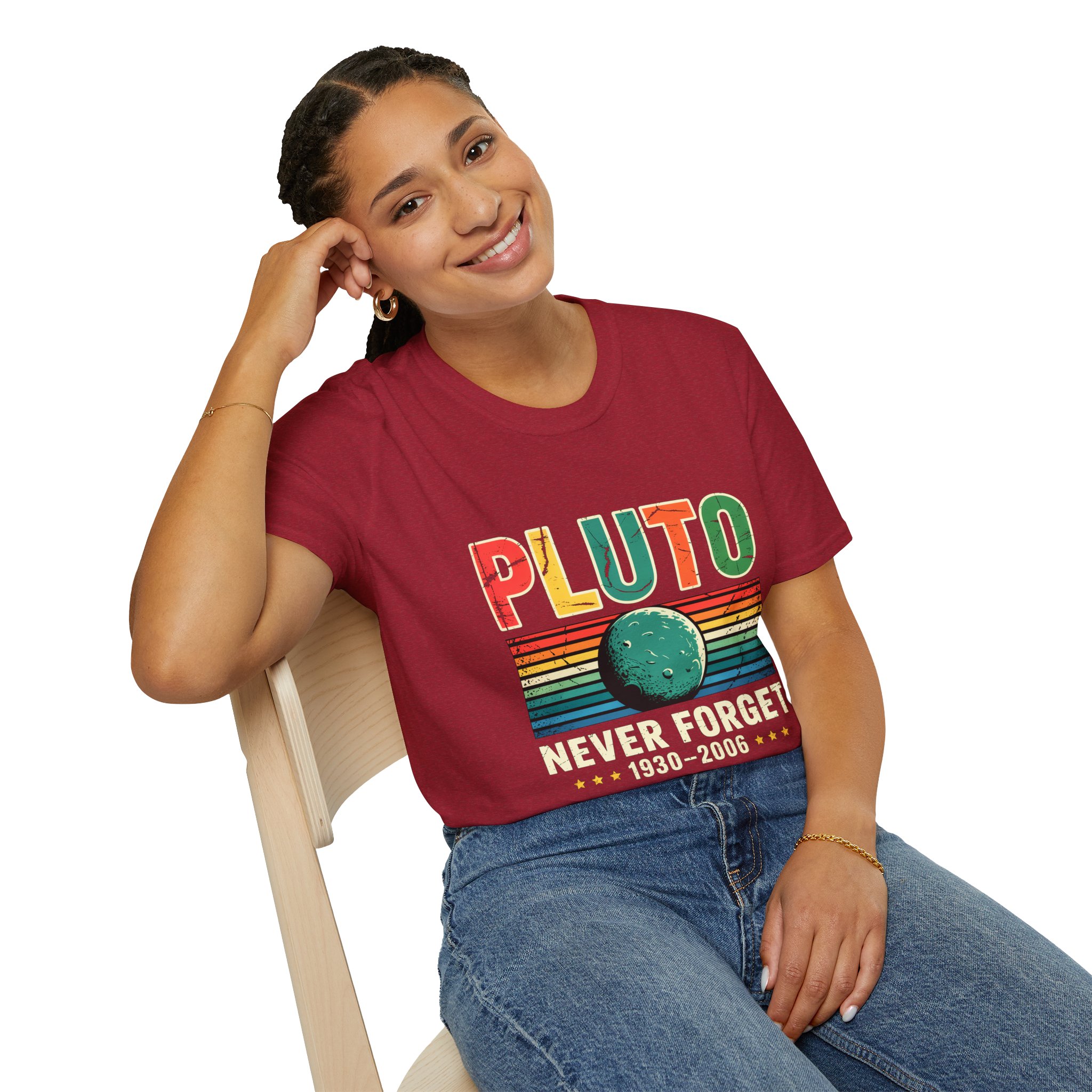 Retro Pluto Commemorative T-Shirt, Vintage Space Tee, Astronomy Lover Gift, Planet Remembrance Shirt, Unisex Softstyle Top - Image 84