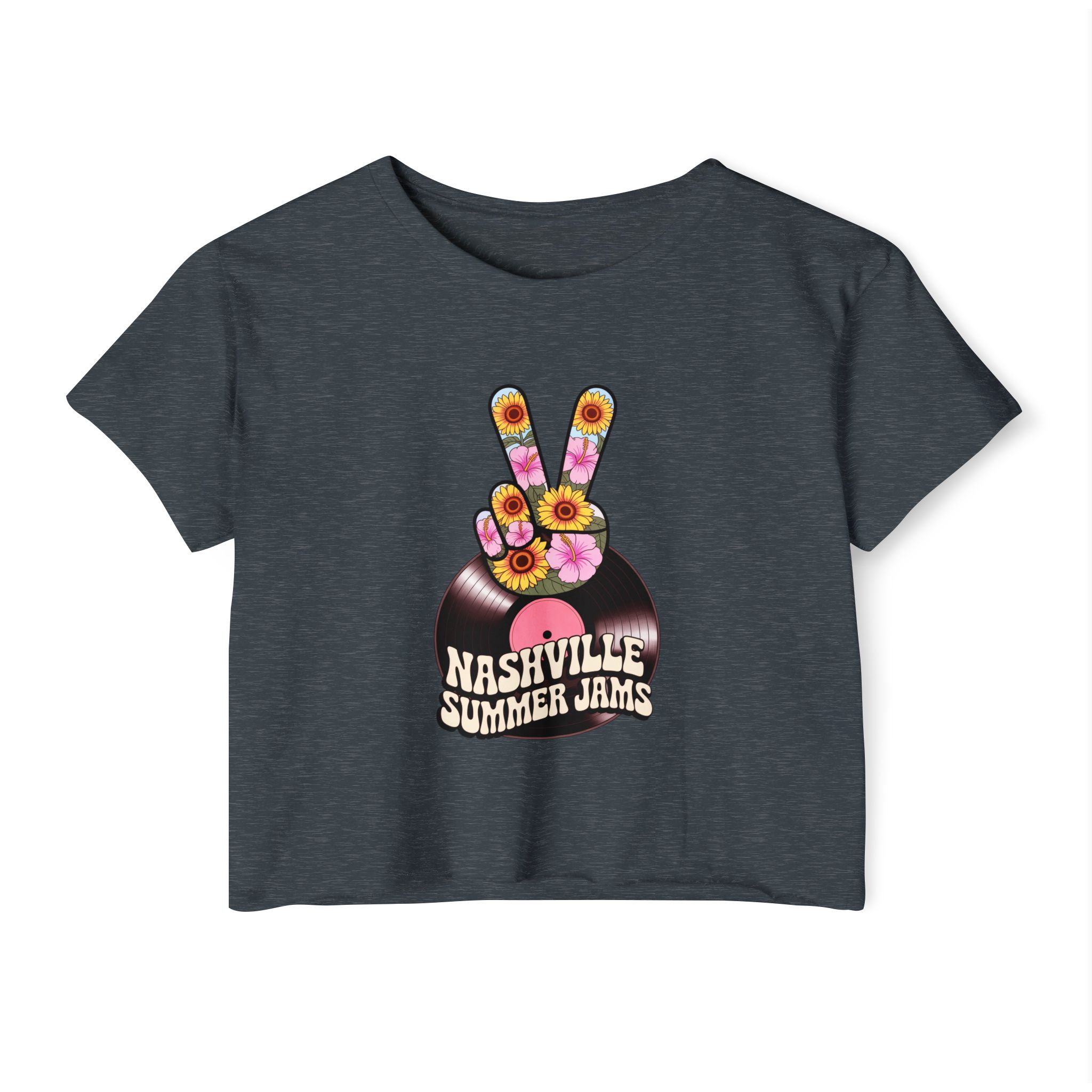 Nashville Summer Jams Festival Crop Top | Trendy Summer Tee, Concert Outfit, Music Festival Wear, Boho Style Top, Floral Graphic Shirt - Image 31