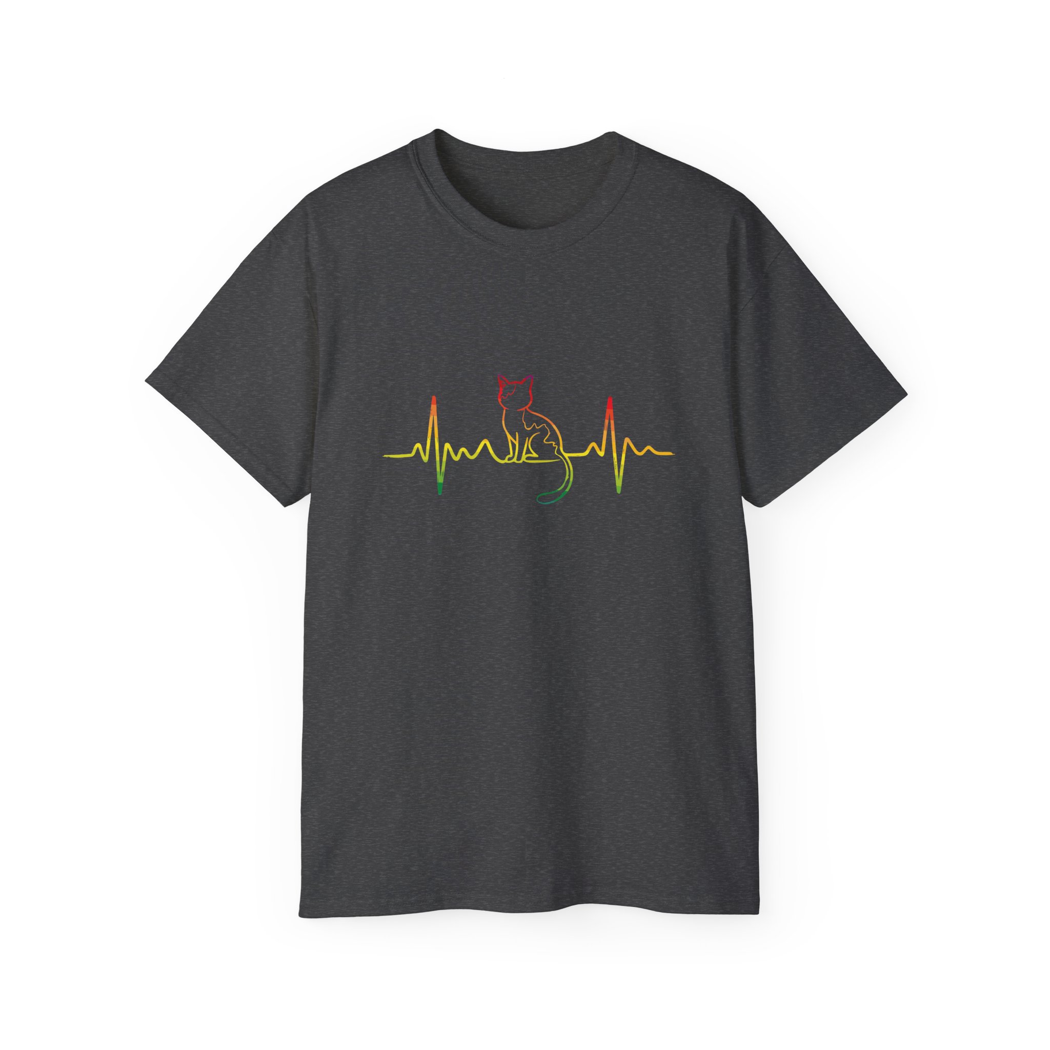Colorful Cat EKG Tee, Cat Lover T-Shirt, Animal Heartbeat Shirt, Cute Gift for Pet Owners, Unique Graphic Tees - Image 41