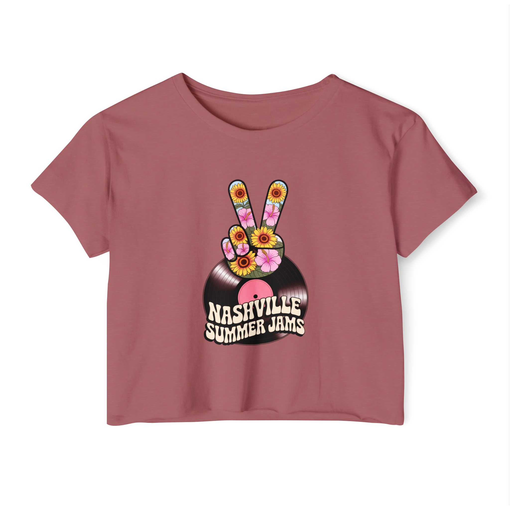 Nashville Summer Jams Festival Crop Top | Trendy Summer Tee, Concert Outfit, Music Festival Wear, Boho Style Top, Floral Graphic Shirt - Image 41