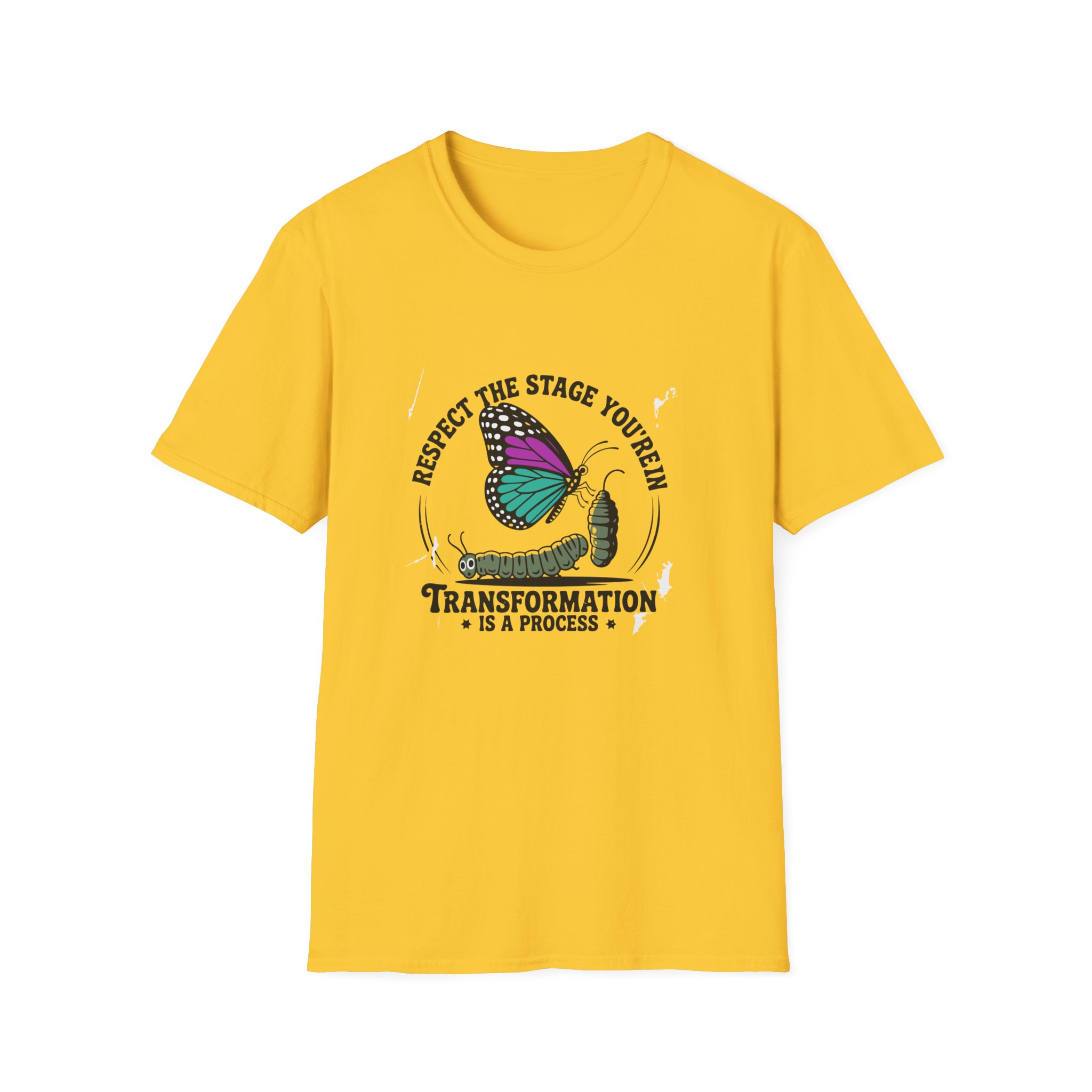Transformation Process T-Shirt, Inspirational Quote Tee, Nature Lover Gift, Unisex Softstyle Top, Butterfly Art Shirt, - Image 13
