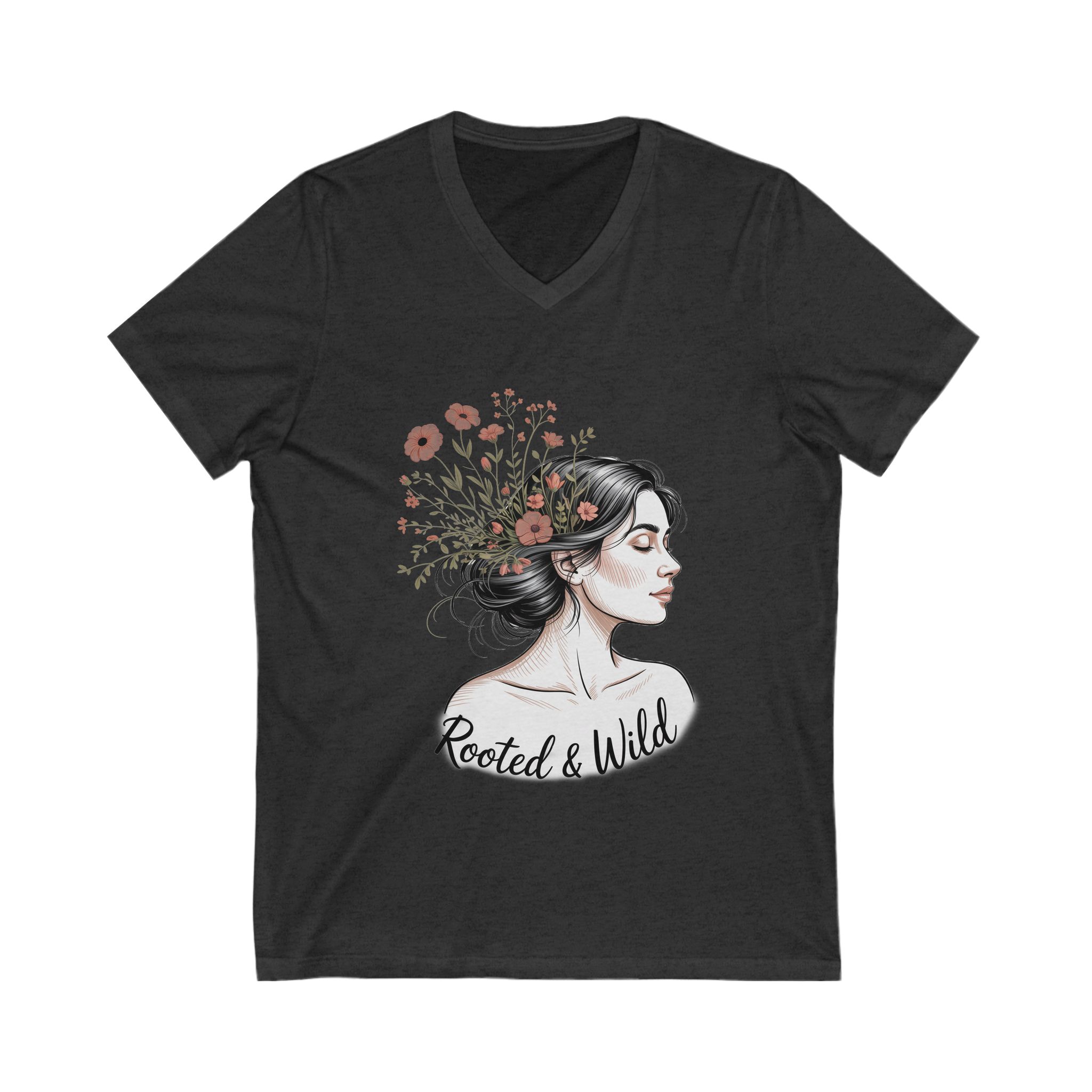 Rooted & Wild V-Neck Tee - Bohemian Floral Shirt, Daily Wear, Gift for Nature Lovers, Casual Outfit, Self-Care Day - Image 19