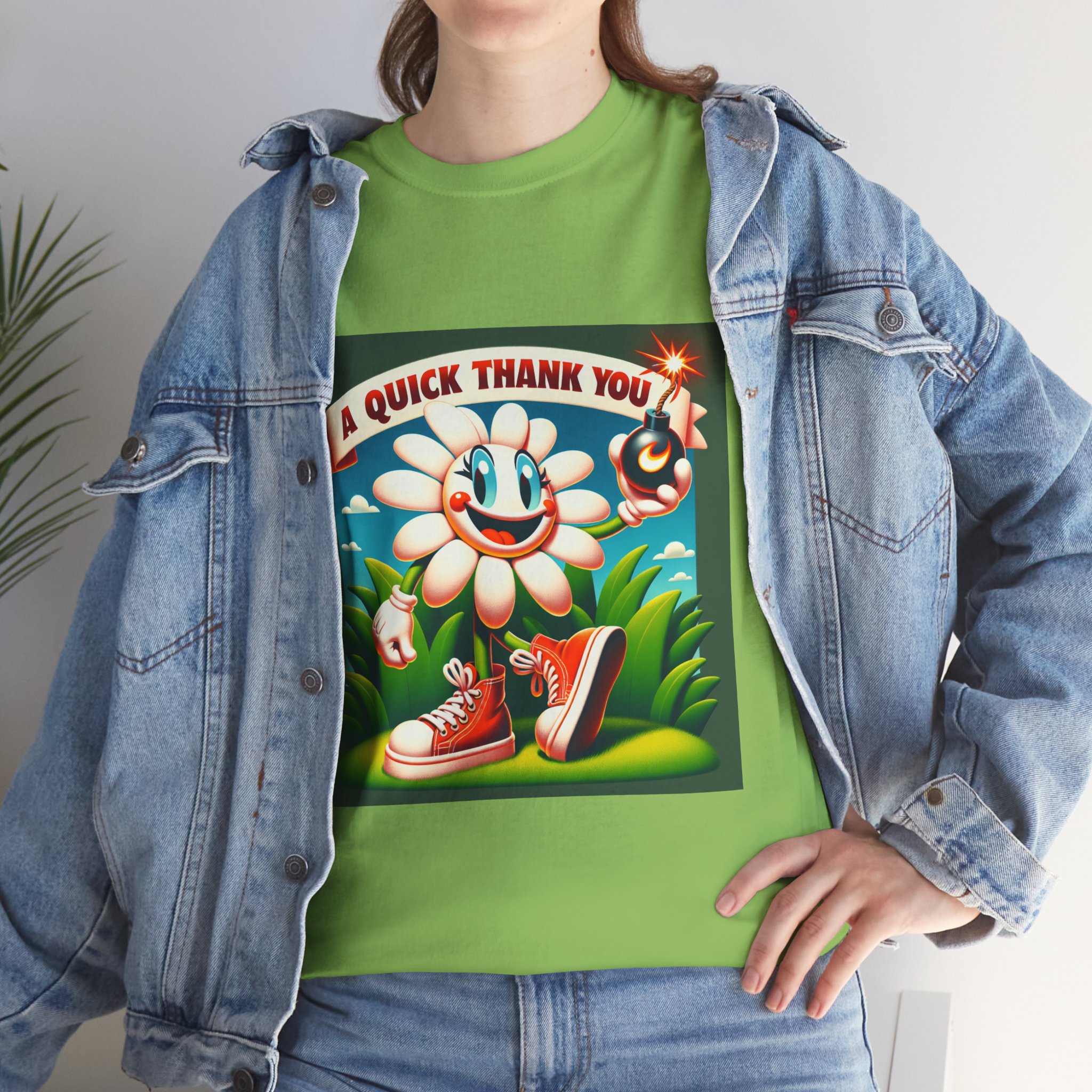 Retro Thank You Flower Tee, Unisex Cotton T-Shirt, Flower Graphic Shirt, Vintage Style Tee, Fun Thank You Gift