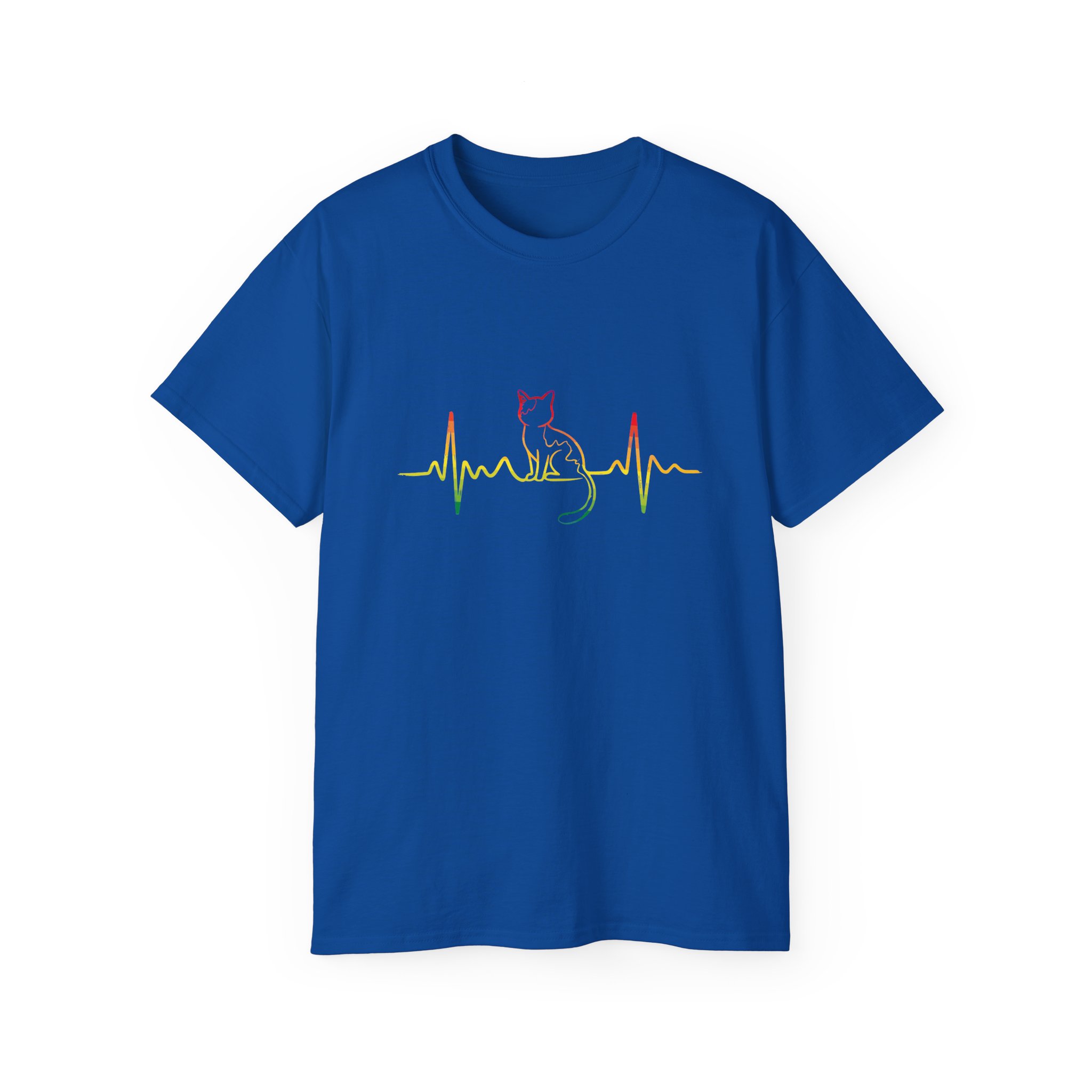 Colorful Cat EKG Tee, Cat Lover T-Shirt, Animal Heartbeat Shirt, Cute Gift for Pet Owners, Unique Graphic Tees - Image 57
