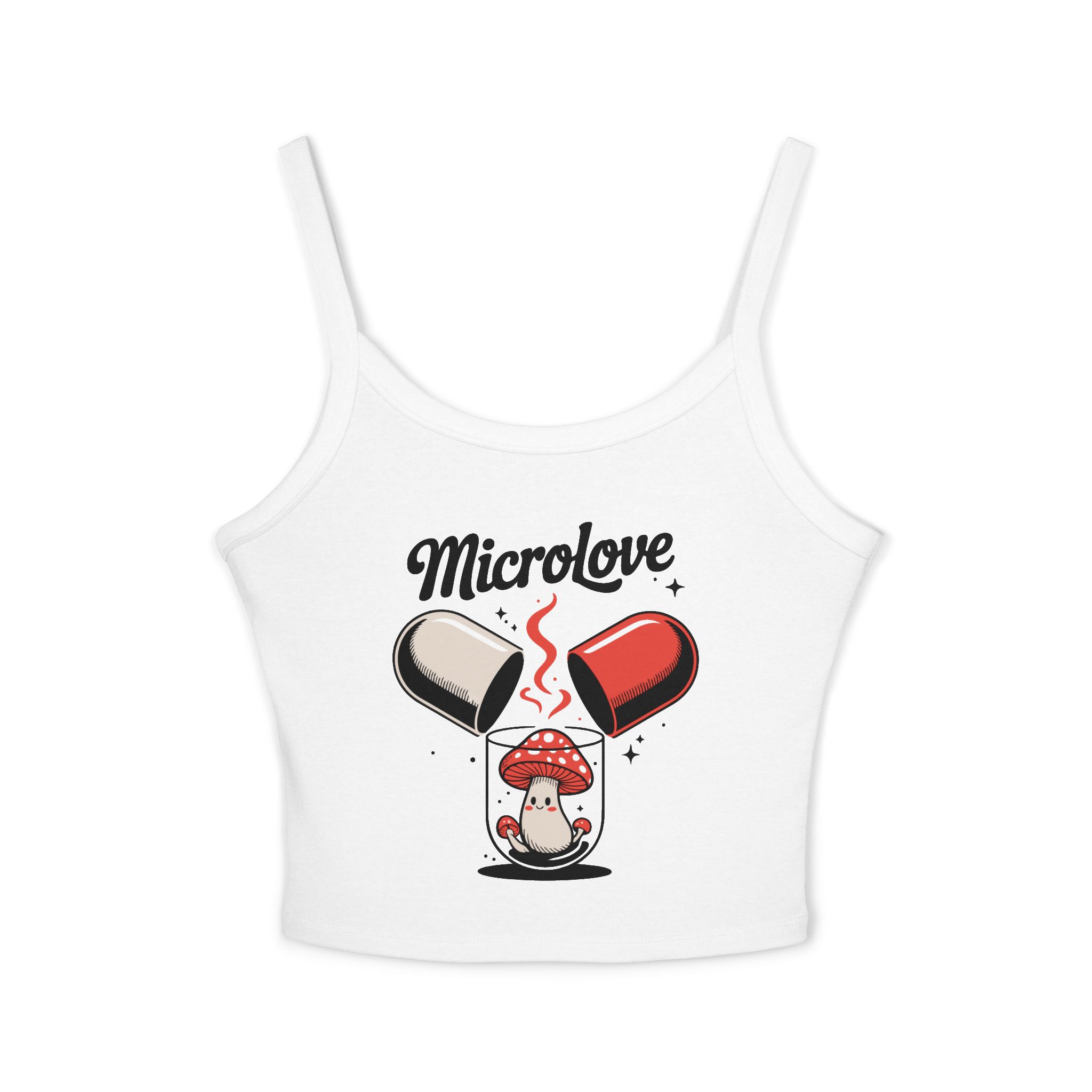 Microlove Spaghetti Strap Tank Top, Cute Summer Top, Psychedelic Shirt, Boho Fashion, Gift for Her - Image 6