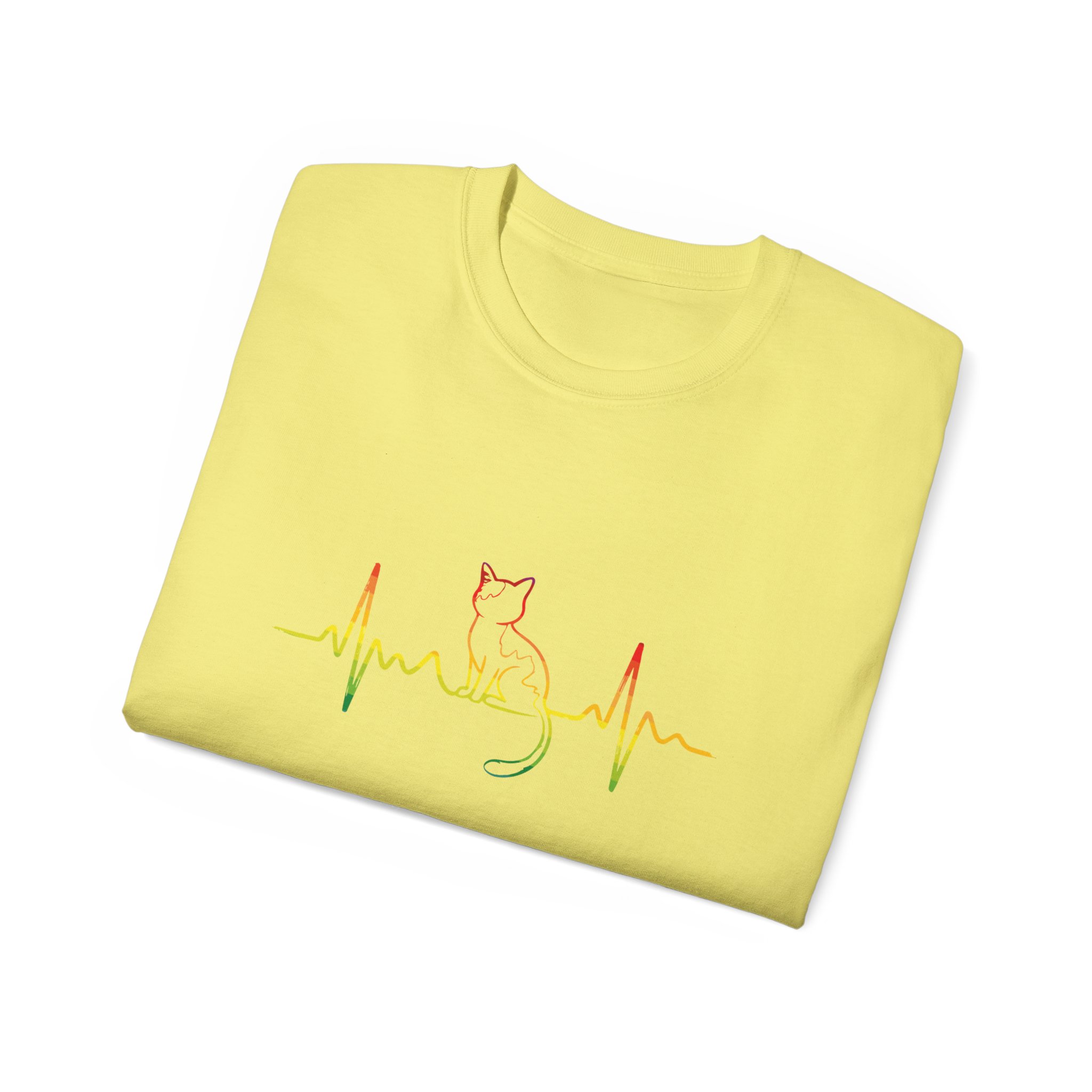Colorful Cat EKG Tee, Cat Lover T-Shirt, Animal Heartbeat Shirt, Cute Gift for Pet Owners, Unique Graphic Tees - Image 28