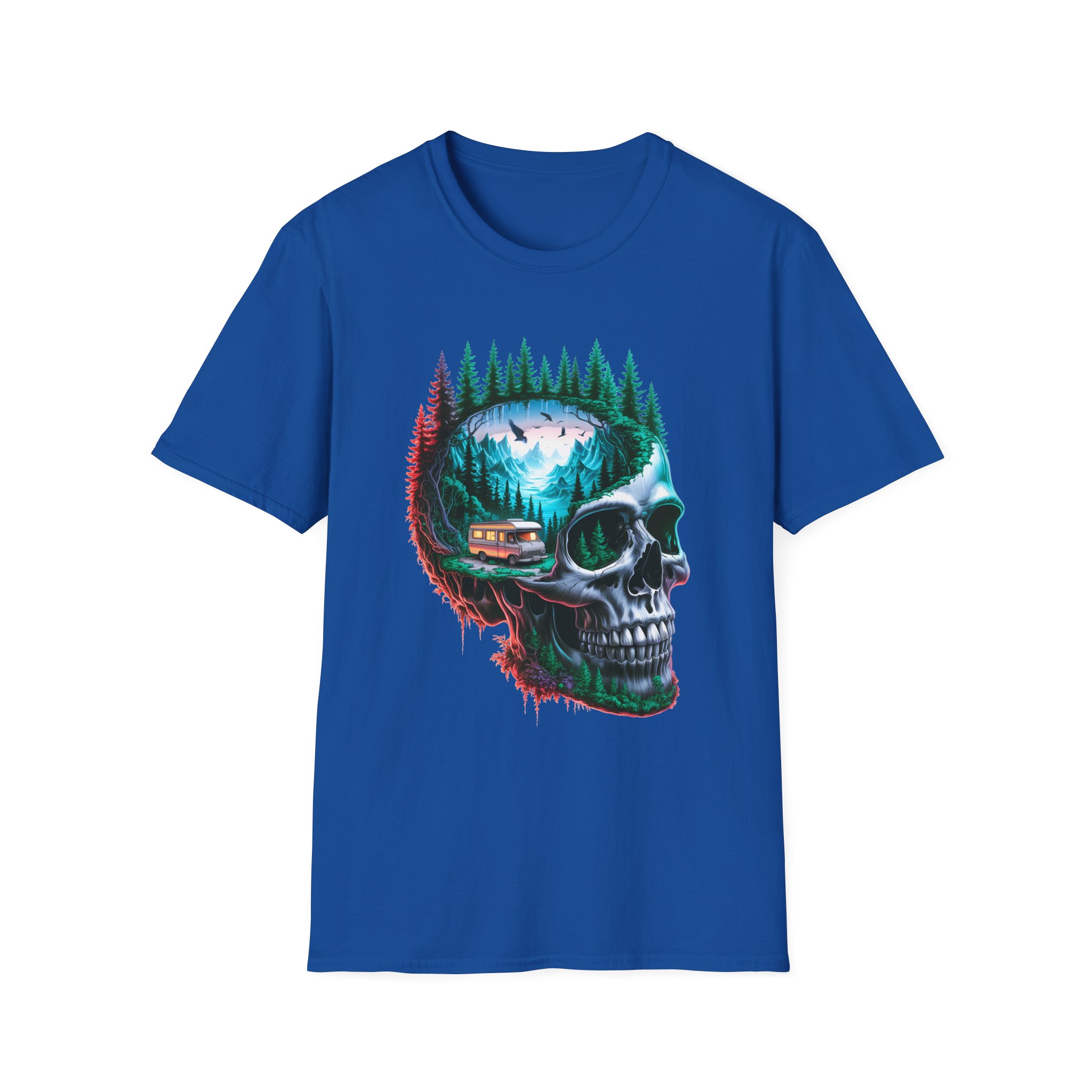 Skull Nature Graphic Tee - Unisex Softstyle T-Shirt, Bohemian Shirt, Outdoor Wear, Gift for Nature Lovers, Festival Fashion - Image 36
