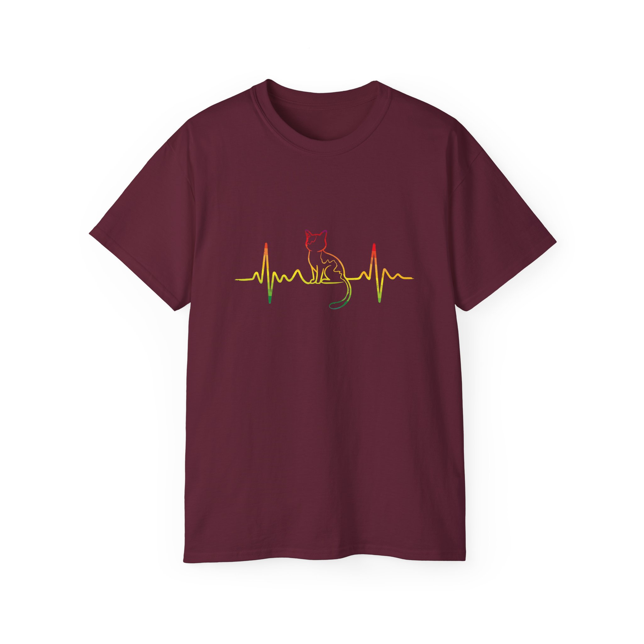 Colorful Cat EKG Tee, Cat Lover T-Shirt, Animal Heartbeat Shirt, Cute Gift for Pet Owners, Unique Graphic Tees - Image 13