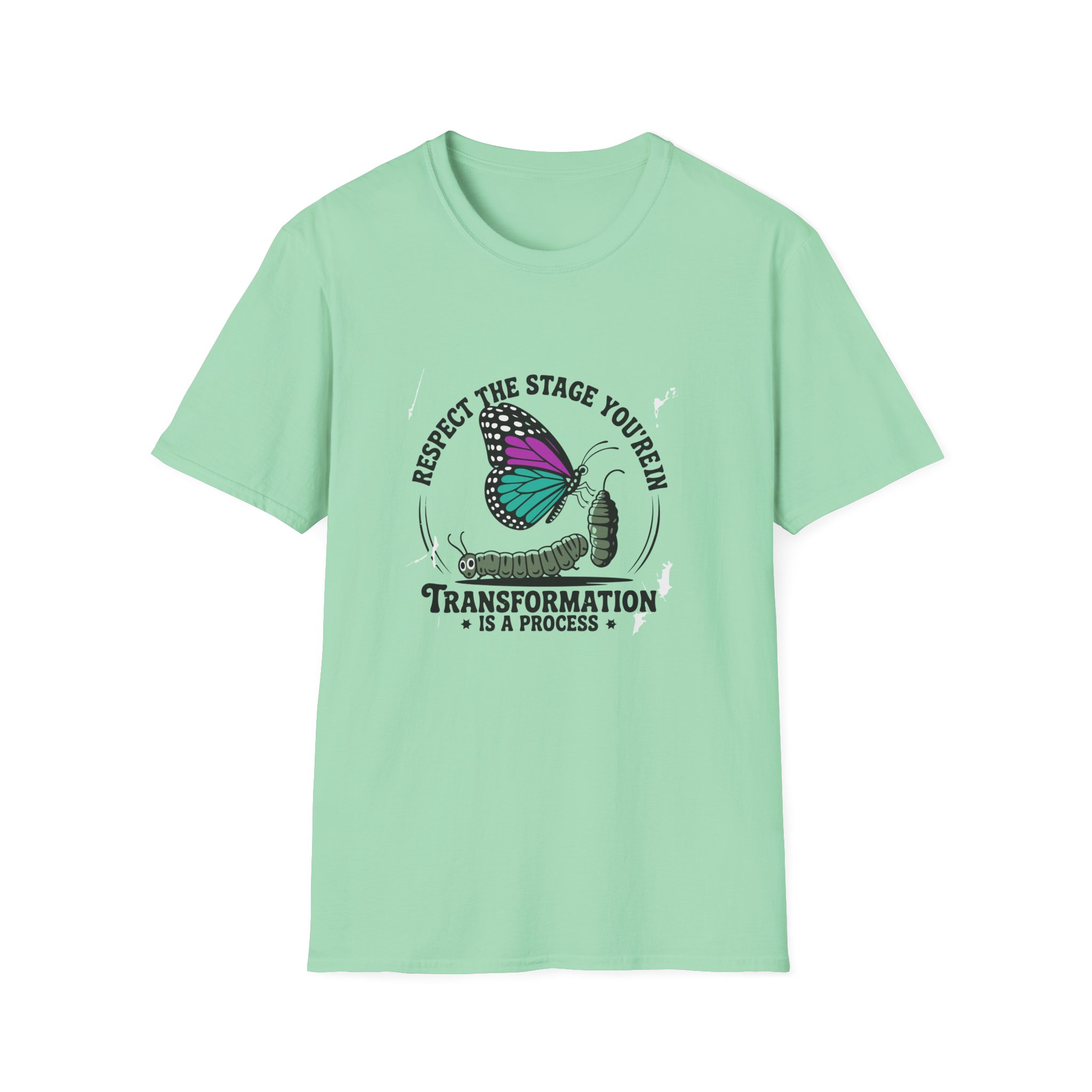 Transformation Process T-Shirt, Inspirational Quote Tee, Nature Lover Gift, Unisex Softstyle Top, Butterfly Art Shirt, - Image 33