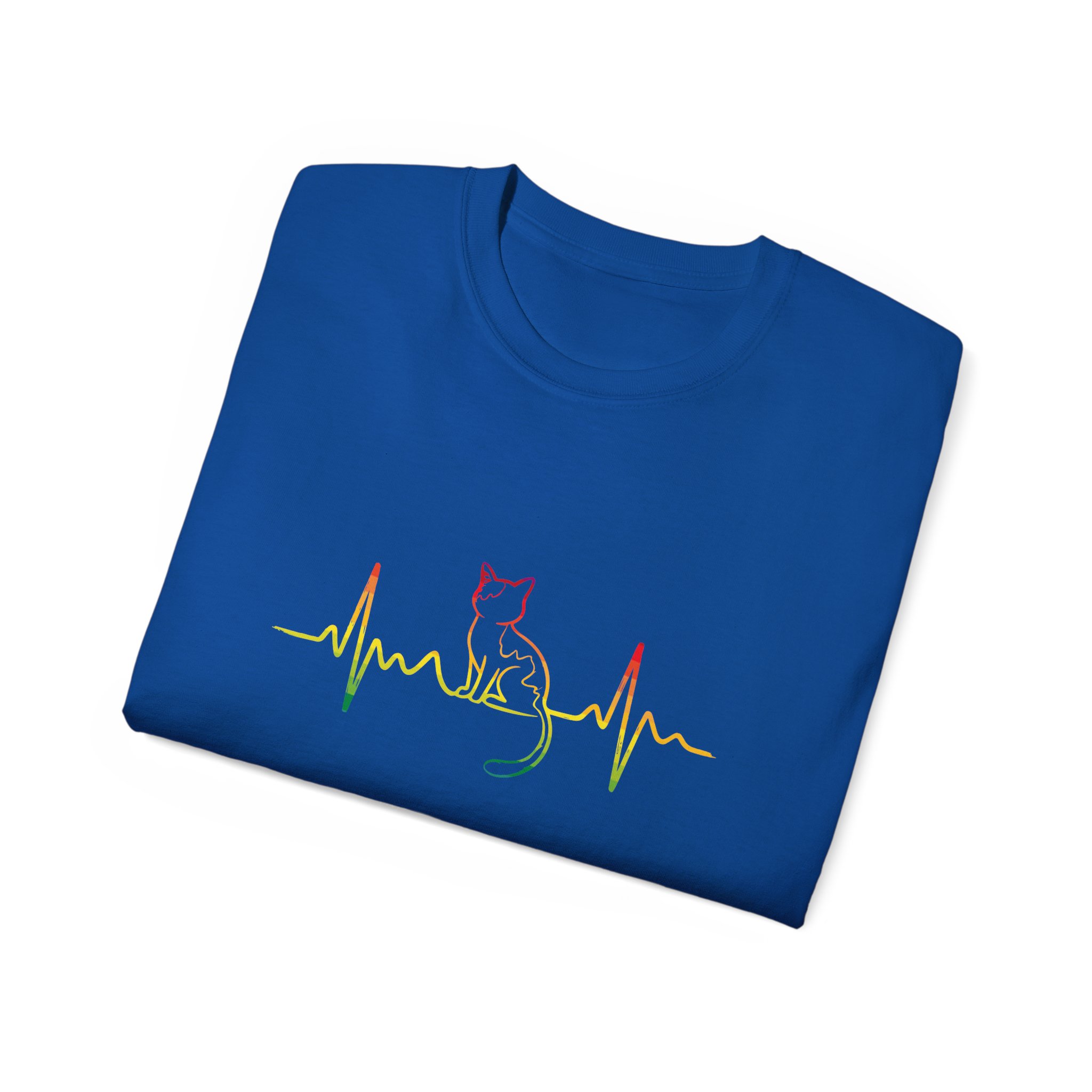 Colorful Cat EKG Tee, Cat Lover T-Shirt, Animal Heartbeat Shirt, Cute Gift for Pet Owners, Unique Graphic Tees - Image 60