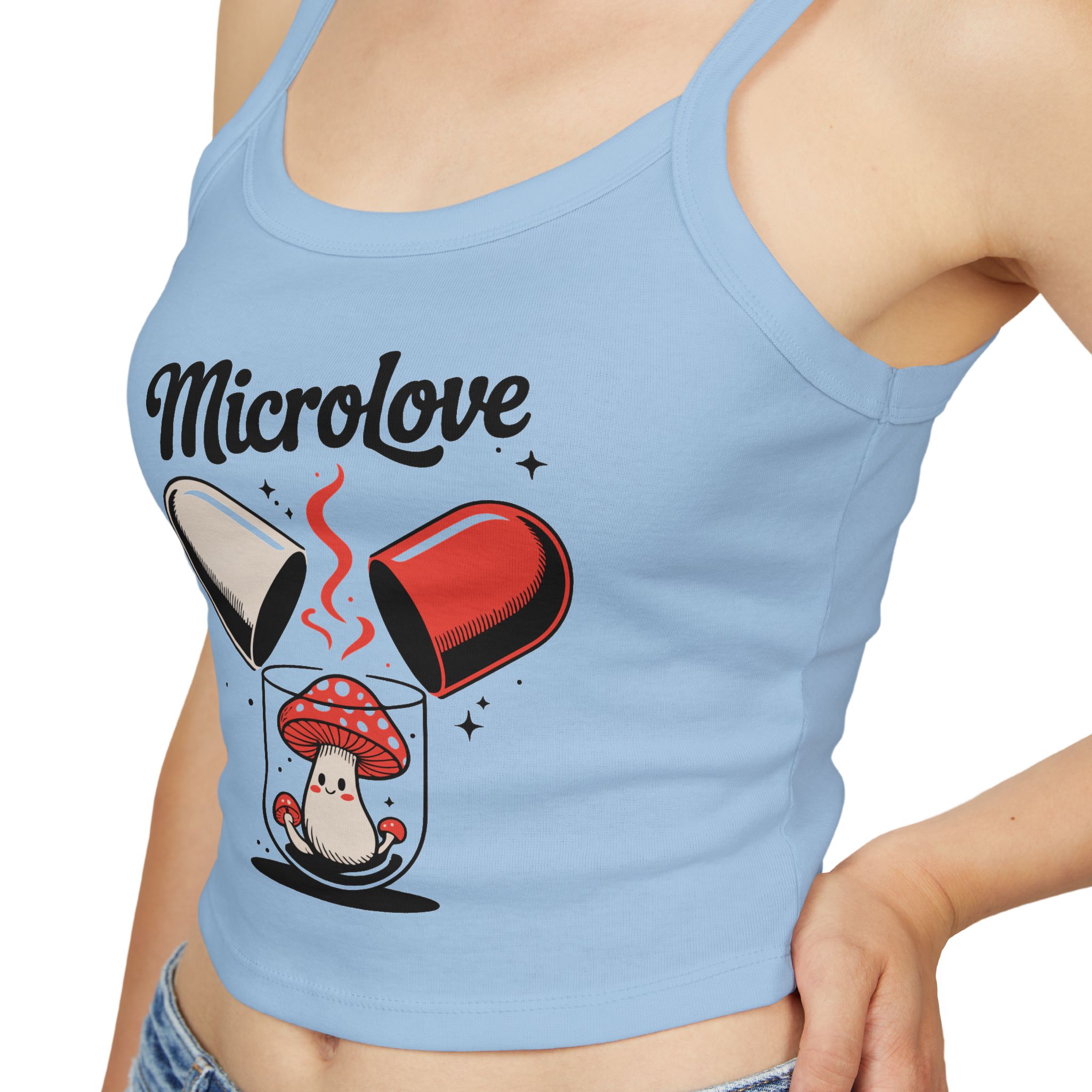 Microlove Spaghetti Strap Tank Top, Cute Summer Top, Psychedelic Shirt, Boho Fashion, Gift for Her - Image 15
