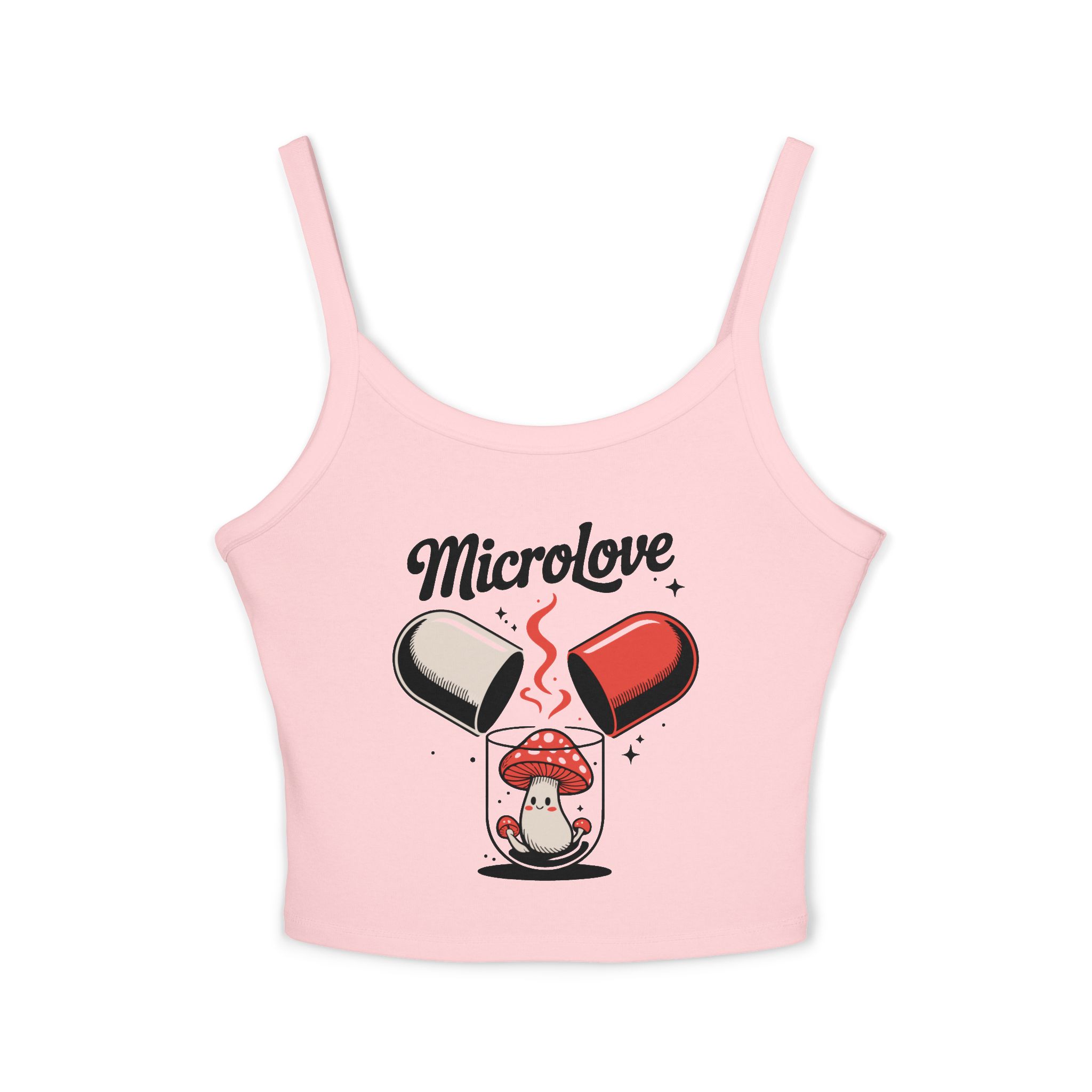 Microlove Spaghetti Strap Tank Top, Cute Summer Top, Psychedelic Shirt, Boho Fashion, Gift for Her - Image 2