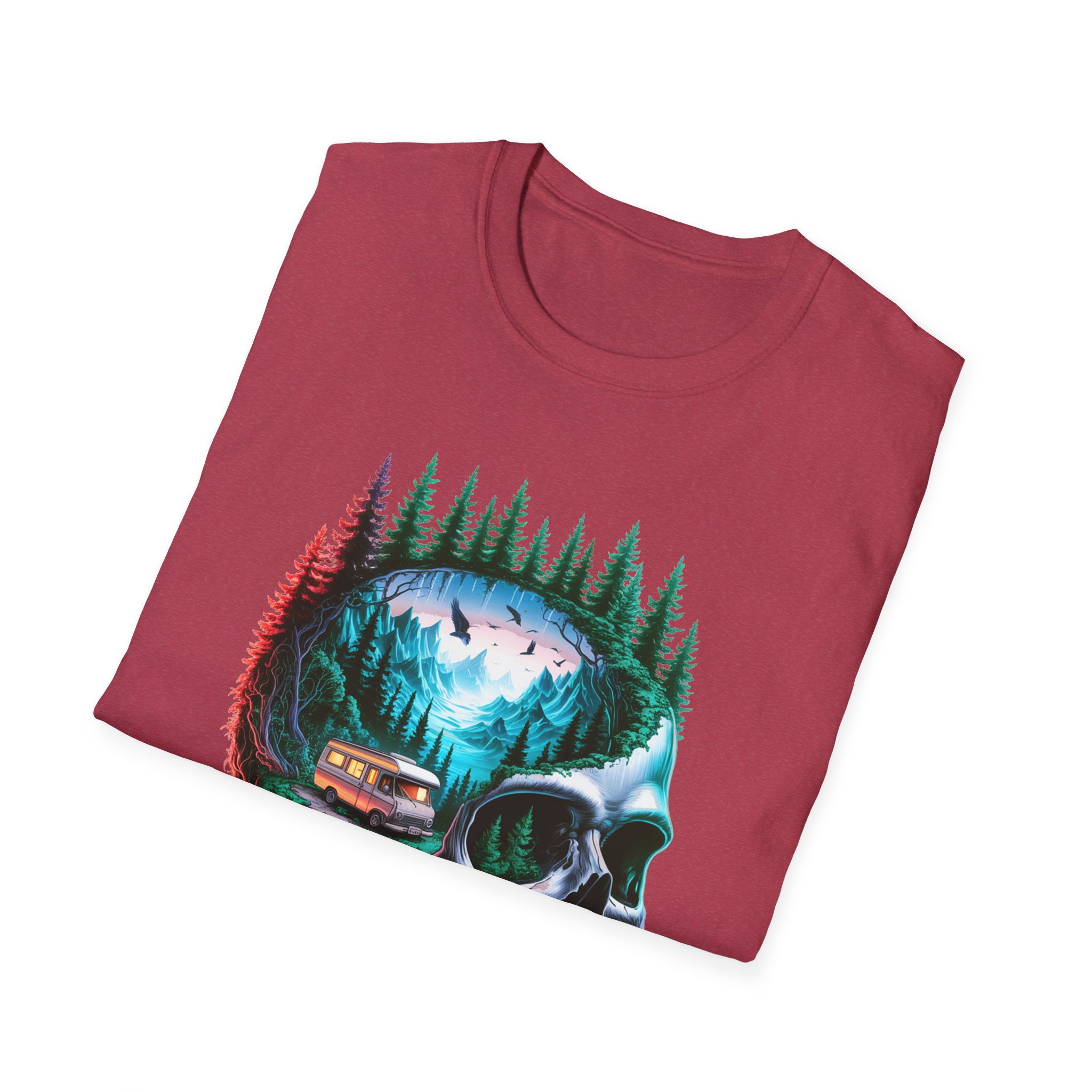 Skull Nature Graphic Tee - Unisex Softstyle T-Shirt, Bohemian Shirt, Outdoor Wear, Gift for Nature Lovers, Festival Fashion - Image 64