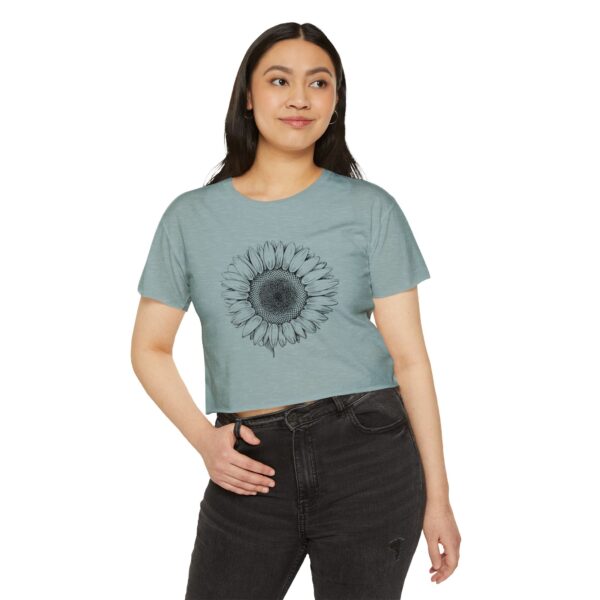 Sunflower Women's Festival Crop Top | Boho Chic Tee for Summer Events, Music Festivals, Beach Days, Casual Wear