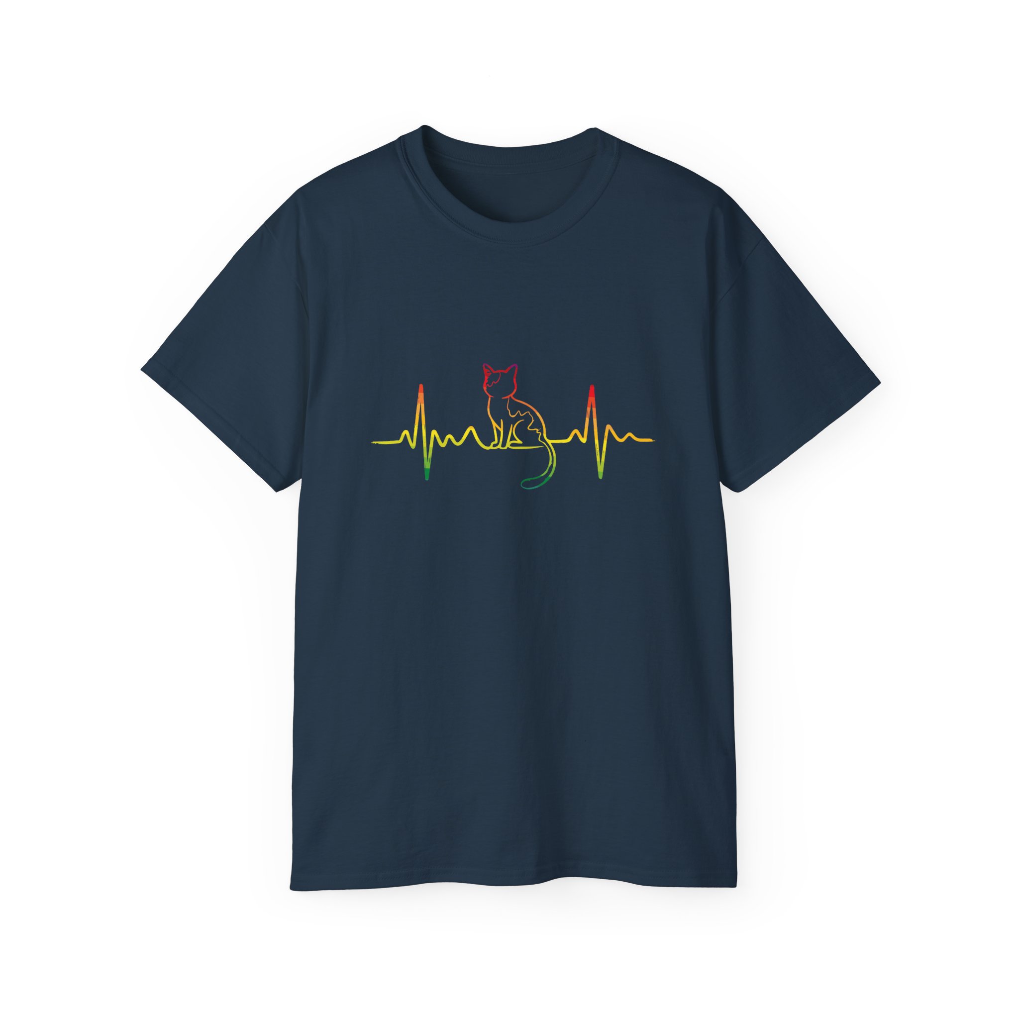 Colorful Cat EKG Tee, Cat Lover T-Shirt, Animal Heartbeat Shirt, Cute Gift for Pet Owners, Unique Graphic Tees - Image 61