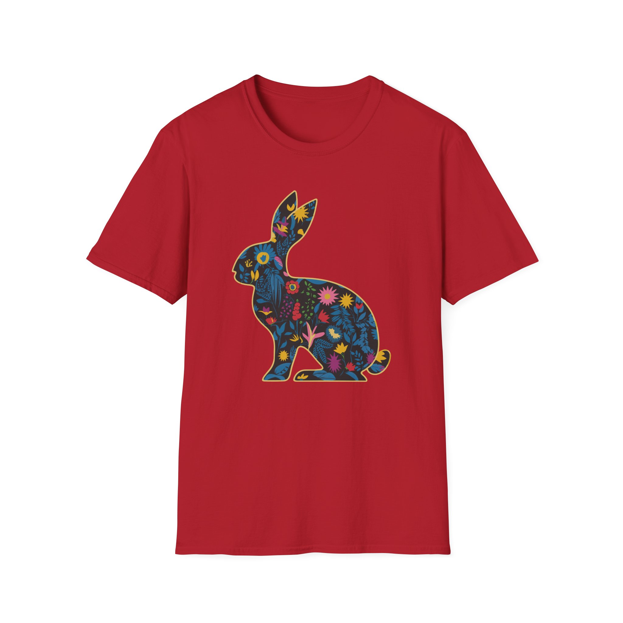 Floral Rabbit Unisex T-Shirt | Cute Animal Tee, Boho Style Shirt, Spring Fashion, Easter Gift, Nature Lover Apparel - Image 61
