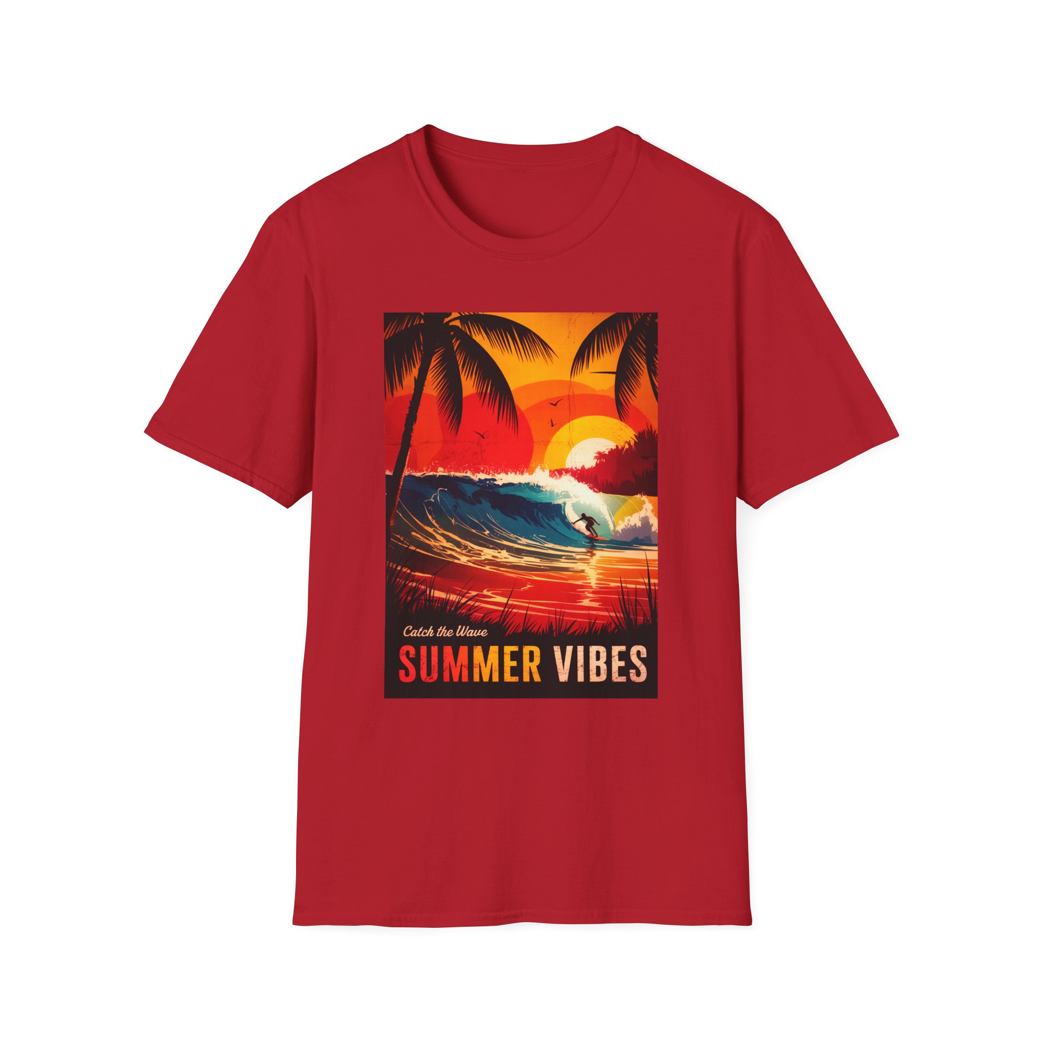 Catch the Wave Summer Vibes T-Shirt, Unisex Softstyle Tee, Beachwear, Vacation Essential, Gift for Surfers - Image 45