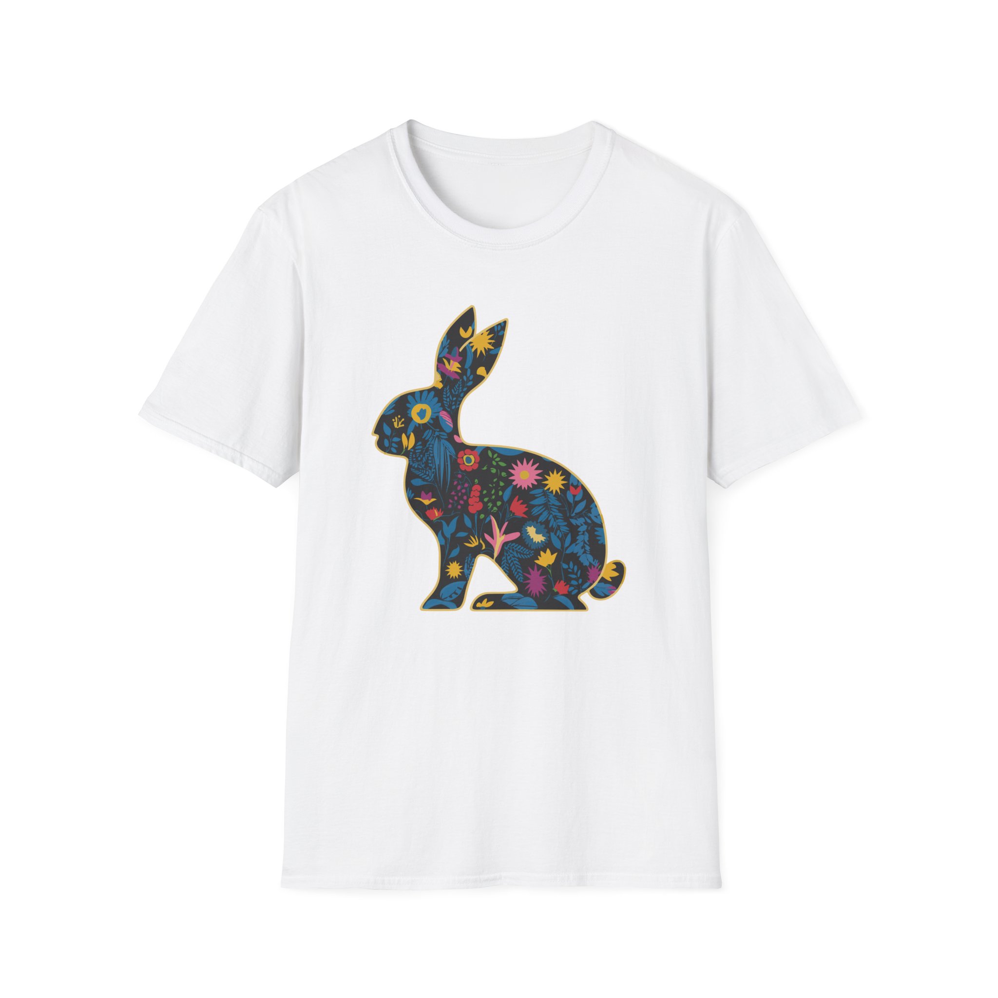 Floral Rabbit Unisex T-Shirt | Cute Animal Tee, Boho Style Shirt, Spring Fashion, Easter Gift, Nature Lover Apparel