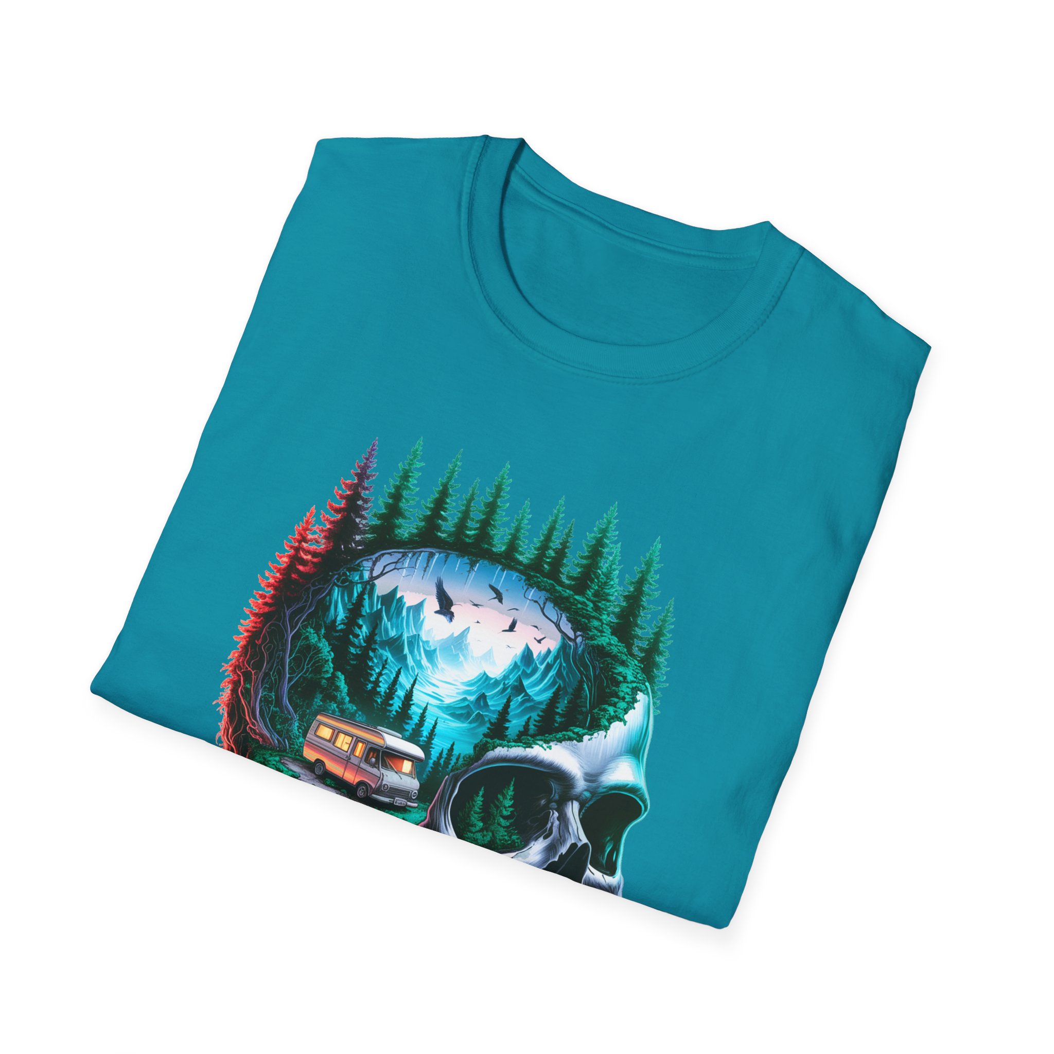 Skull Nature Graphic Tee - Unisex Softstyle T-Shirt, Bohemian Shirt, Outdoor Wear, Gift for Nature Lovers, Festival Fashion - Image 34