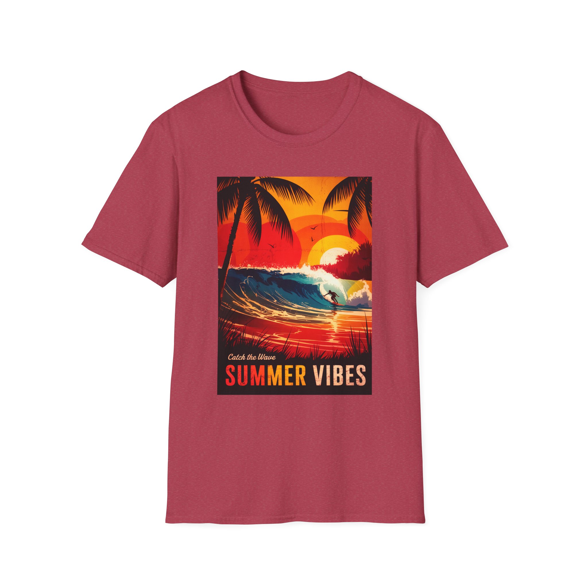 Catch the Wave Summer Vibes T-Shirt, Unisex Softstyle Tee, Beachwear, Vacation Essential, Gift for Surfers - Image 49