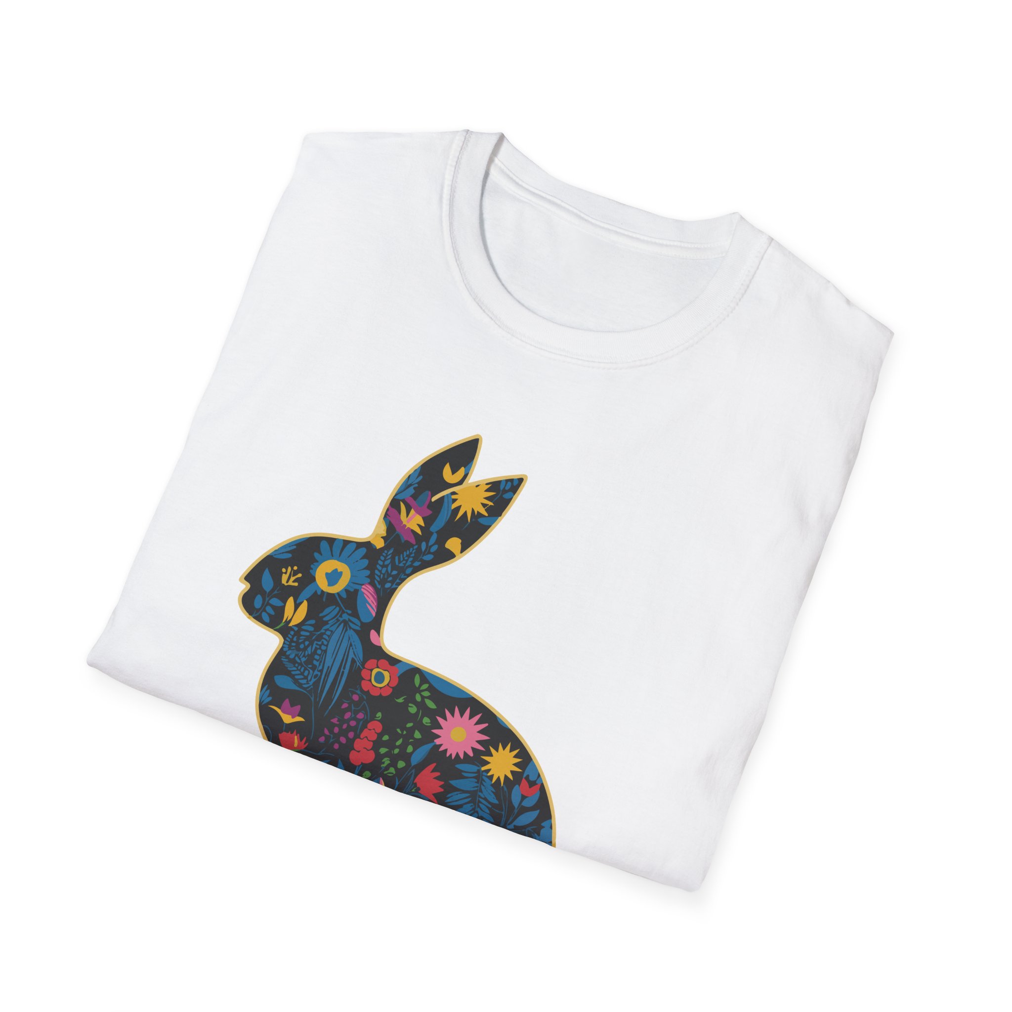 Floral Rabbit Unisex T-Shirt | Cute Animal Tee, Boho Style Shirt, Spring Fashion, Easter Gift, Nature Lover Apparel - Image 4