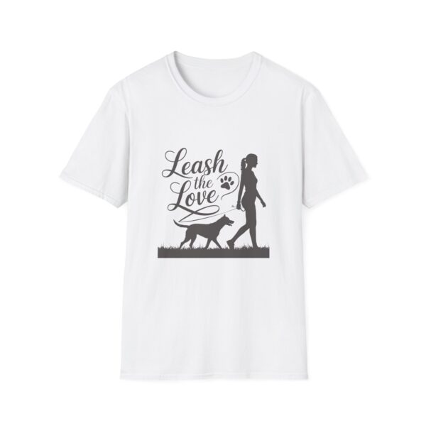 Leash the Love T-Shirt, Pet Lover Gift, Dog Walking Tee, Animal Theme Apparel, Unisex Softstyle Shirt