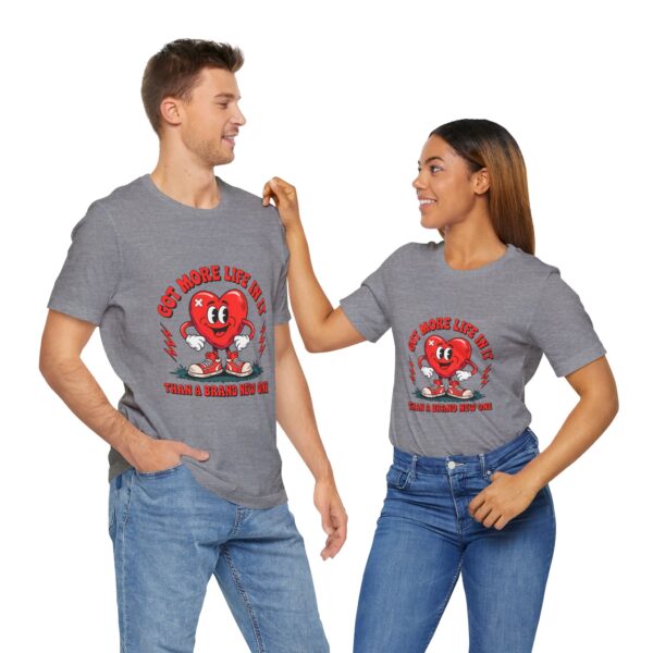 Vintage Comic Heart Tee - More Life Than Brand New, Unisex T-Shirt, Graphic Tee, Gift for Him/Her, Retro Style, Valentine's Day, Casual Wear