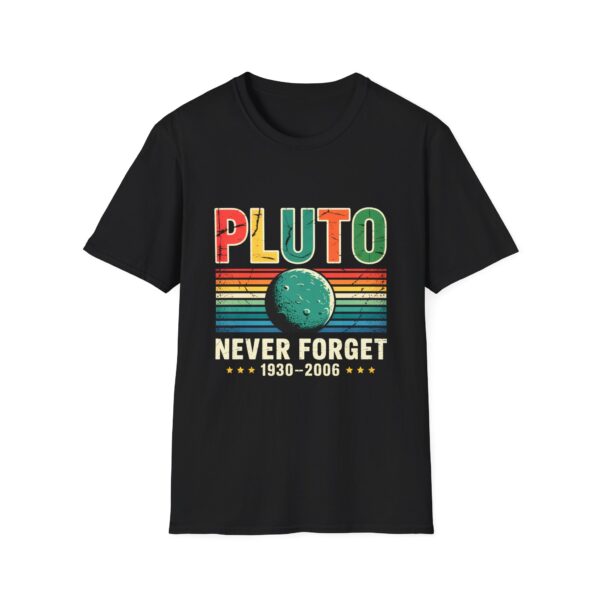 Retro Pluto Commemorative T-Shirt, Vintage Space Tee, Astronomy Lover Gift, Planet Remembrance Shirt, Unisex Softstyle Top